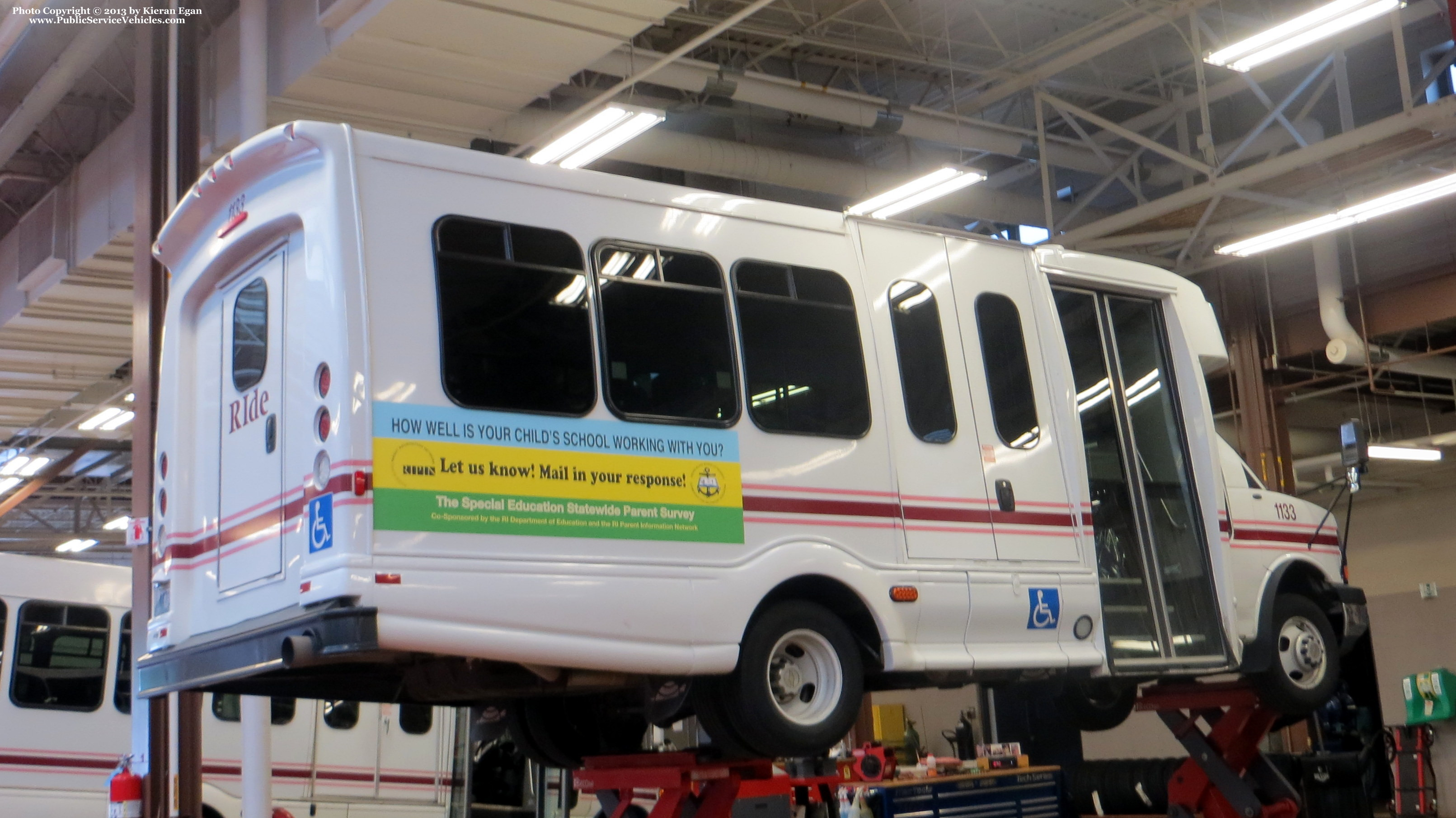 A photo  of Rhode Island Public Transit Authority
            Paratransit Bus 21133, a 2011 Chevrolet 4500 Bus             taken by Kieran Egan