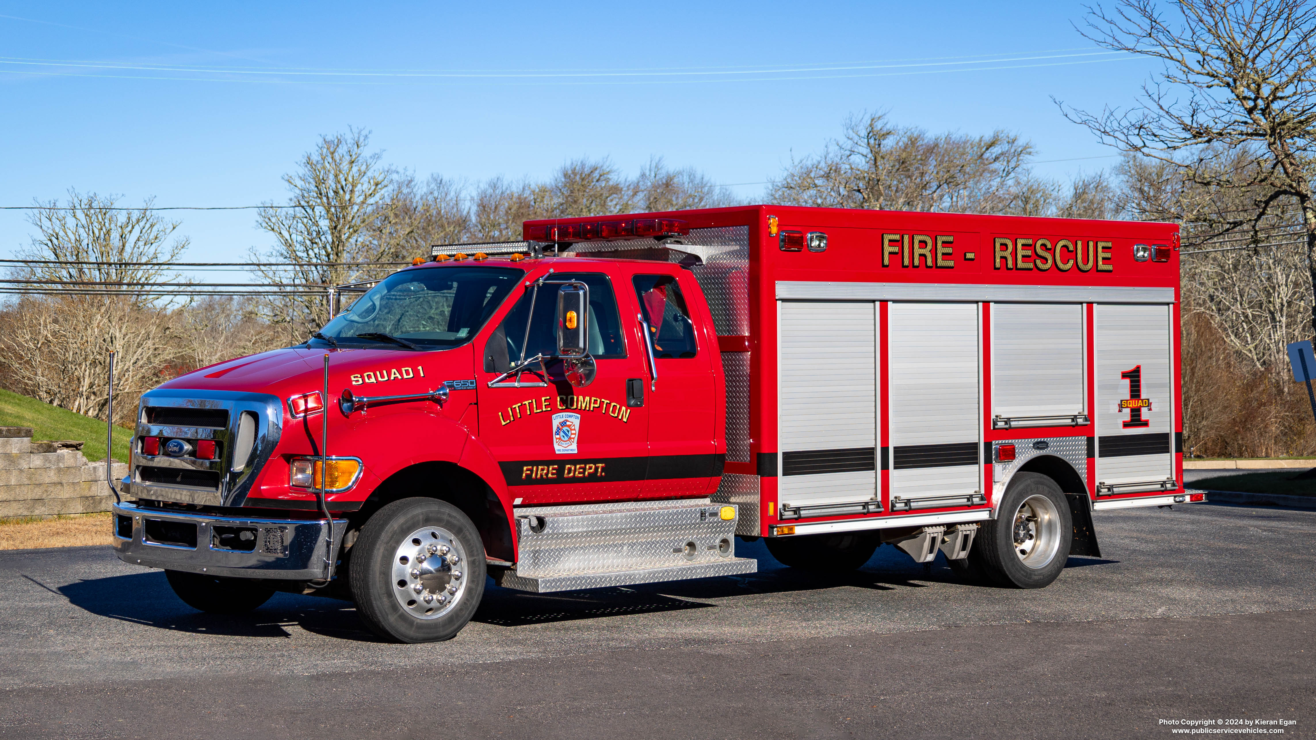 A photo  of Little Compton Fire
            Squad 1, a 2009 Ford F-650/E-One             taken by Kieran Egan