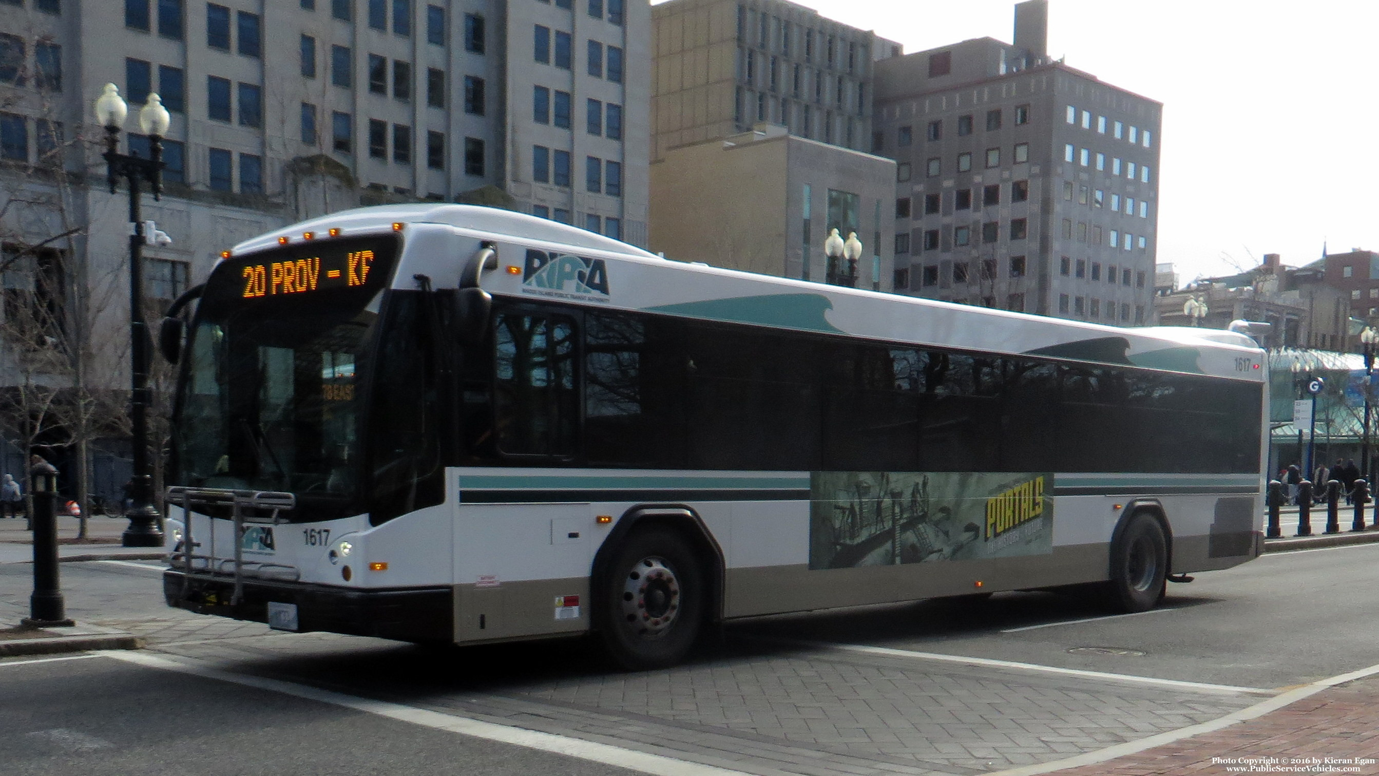 A photo  of Rhode Island Public Transit Authority
            Bus 1617, a 2016 Gillig BRT             taken by Kieran Egan