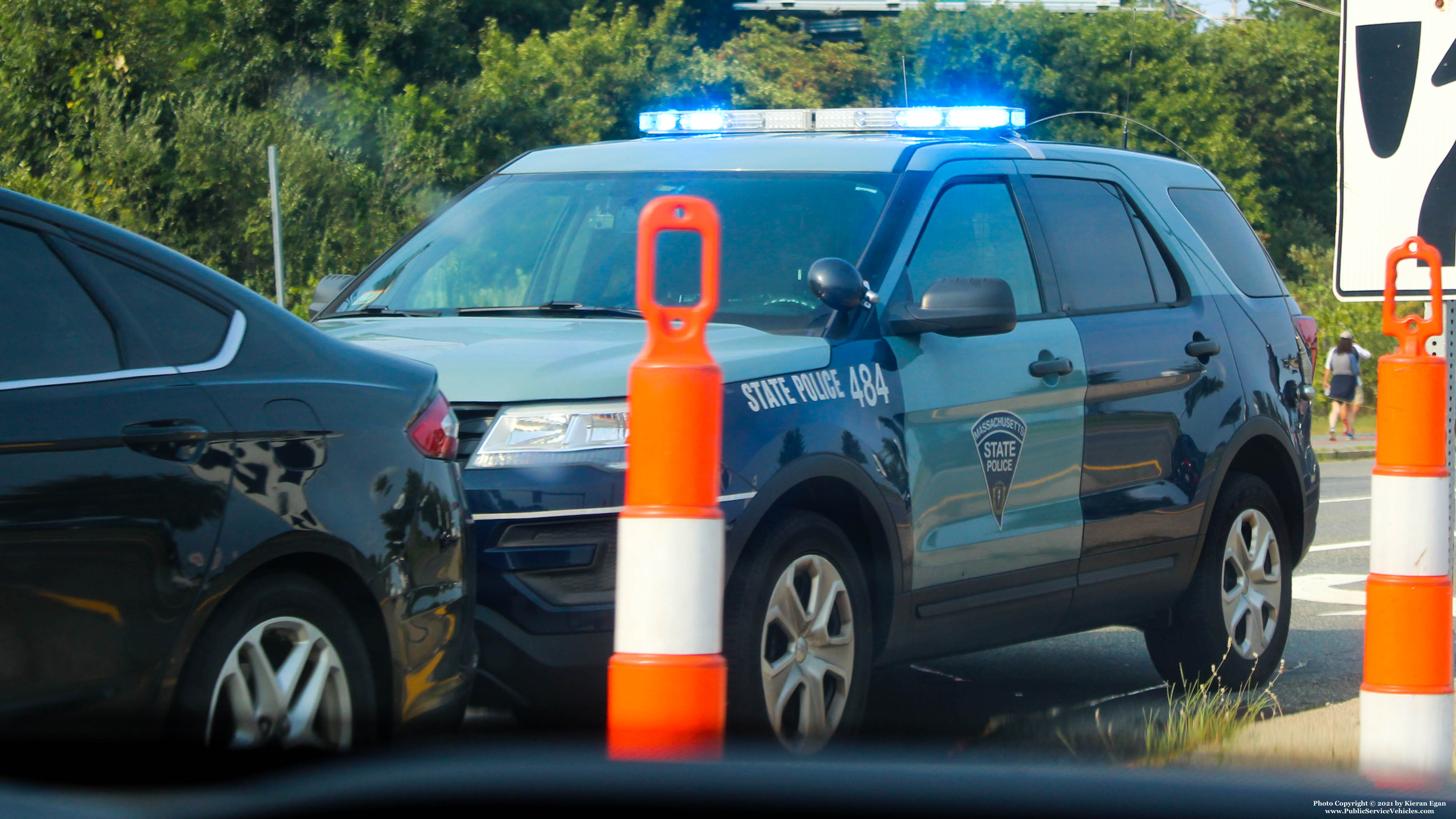 A photo  of Massachusetts State Police
            Cruiser 484, a 2019 Ford Police Interceptor Utility             taken by Kieran Egan