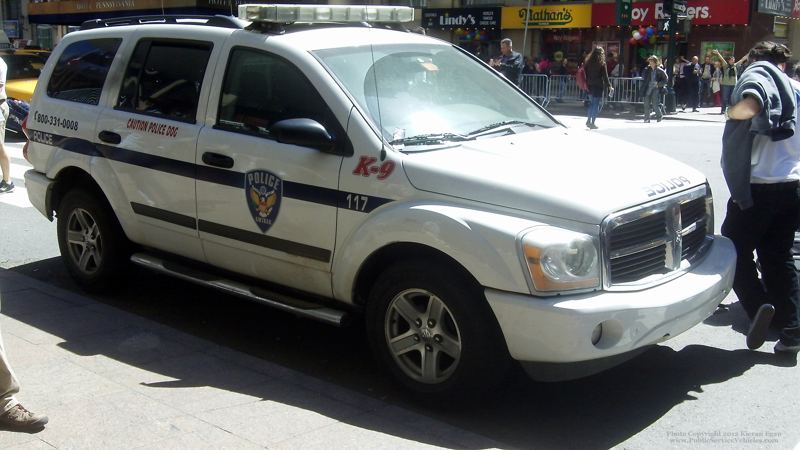 A photo  of Amtrak Police
            Cruiser 117, a 2004-2009 Dodge Durango             taken by Kieran Egan