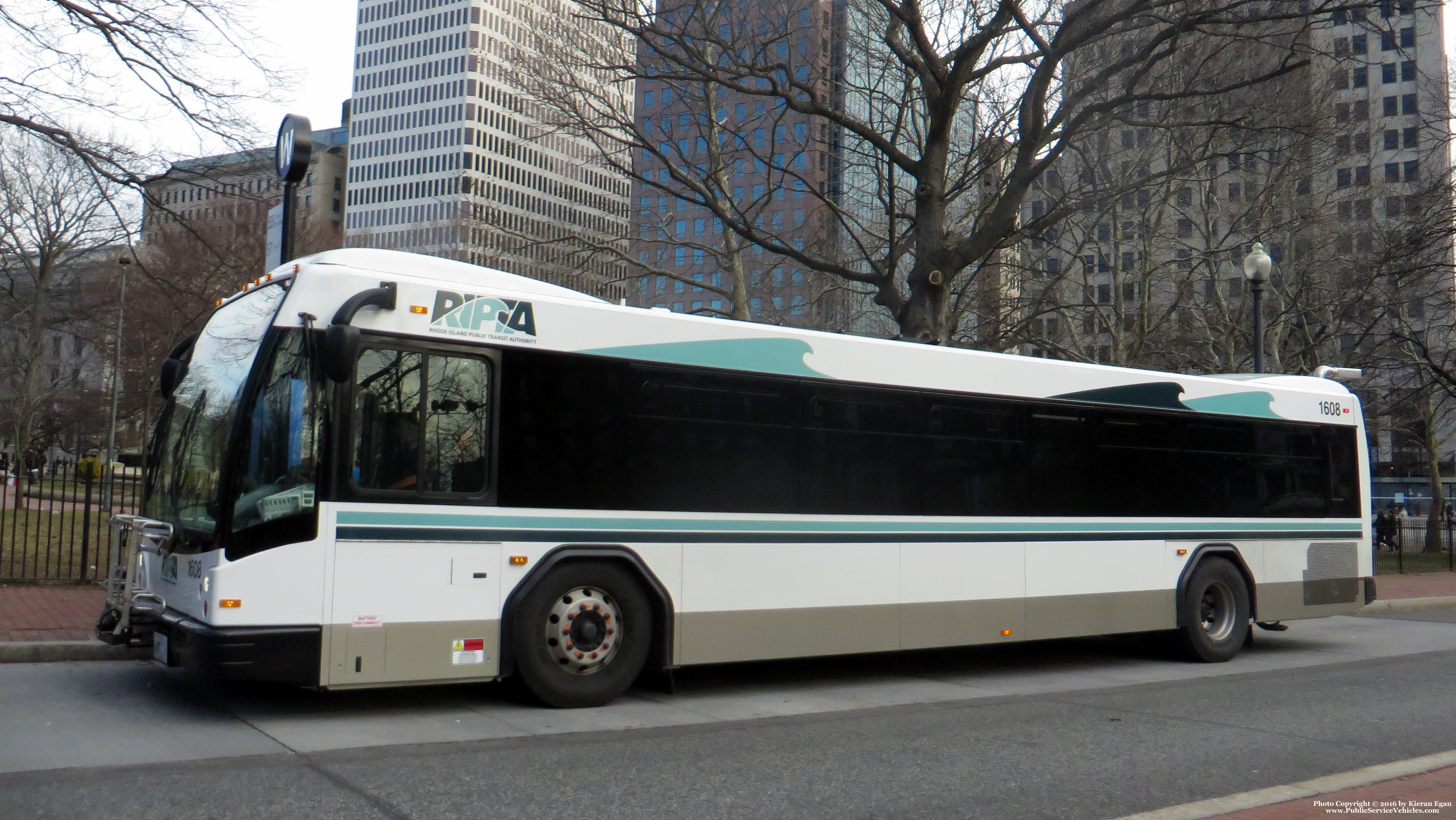 A photo  of Rhode Island Public Transit Authority
            Bus 1608, a 2016 Gillig BRT             taken by Kieran Egan