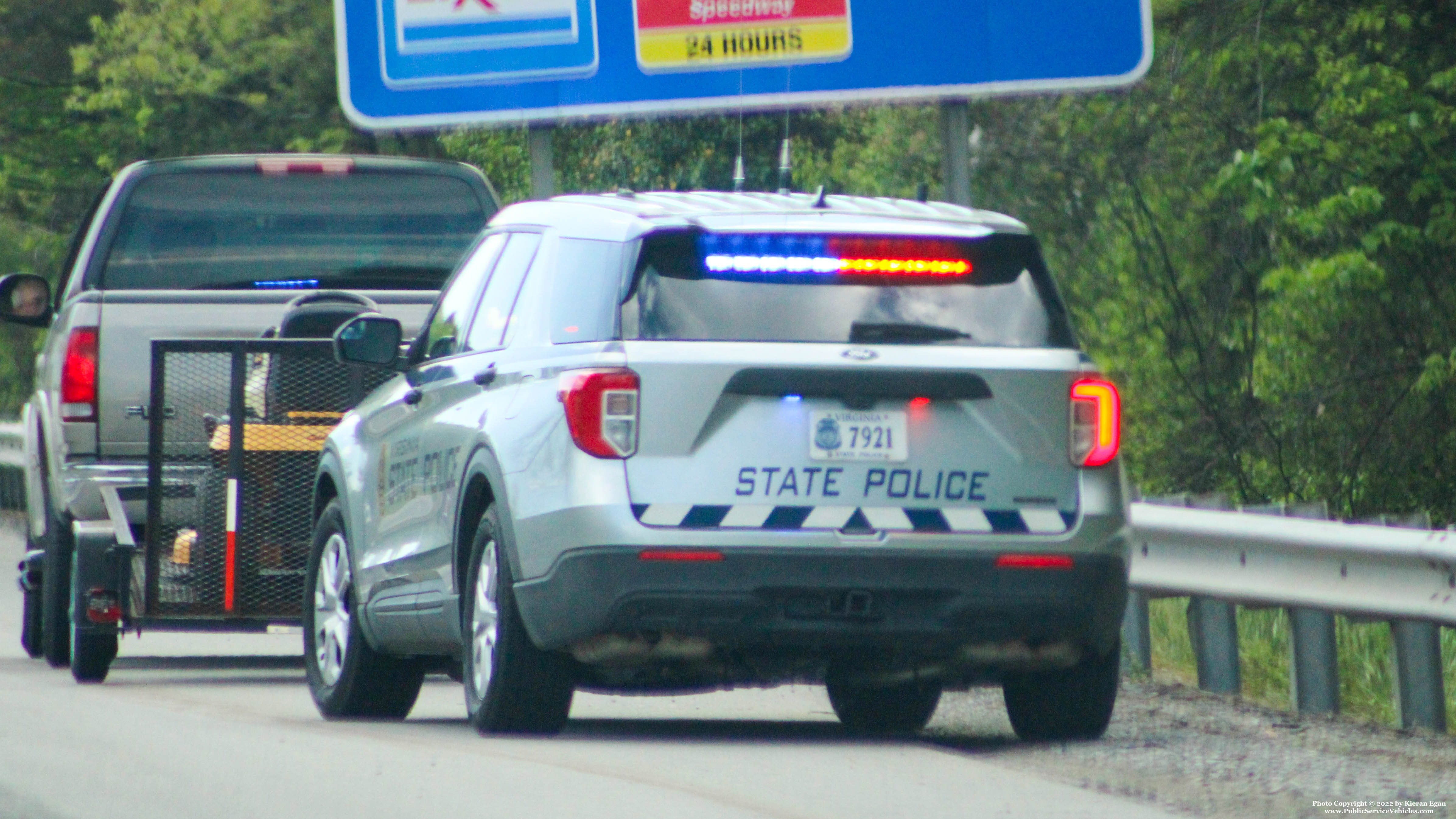 A photo  of Virginia State Police
            Cruiser 7921, a 2020 Ford Police Interceptor Utility             taken by Kieran Egan