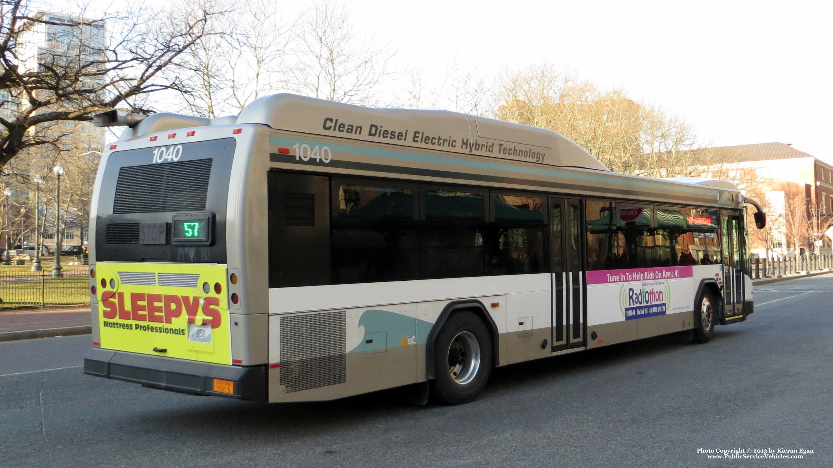 A photo  of Rhode Island Public Transit Authority
            Bus 1040, a 2010 Gillig BRT HEV             taken by Kieran Egan