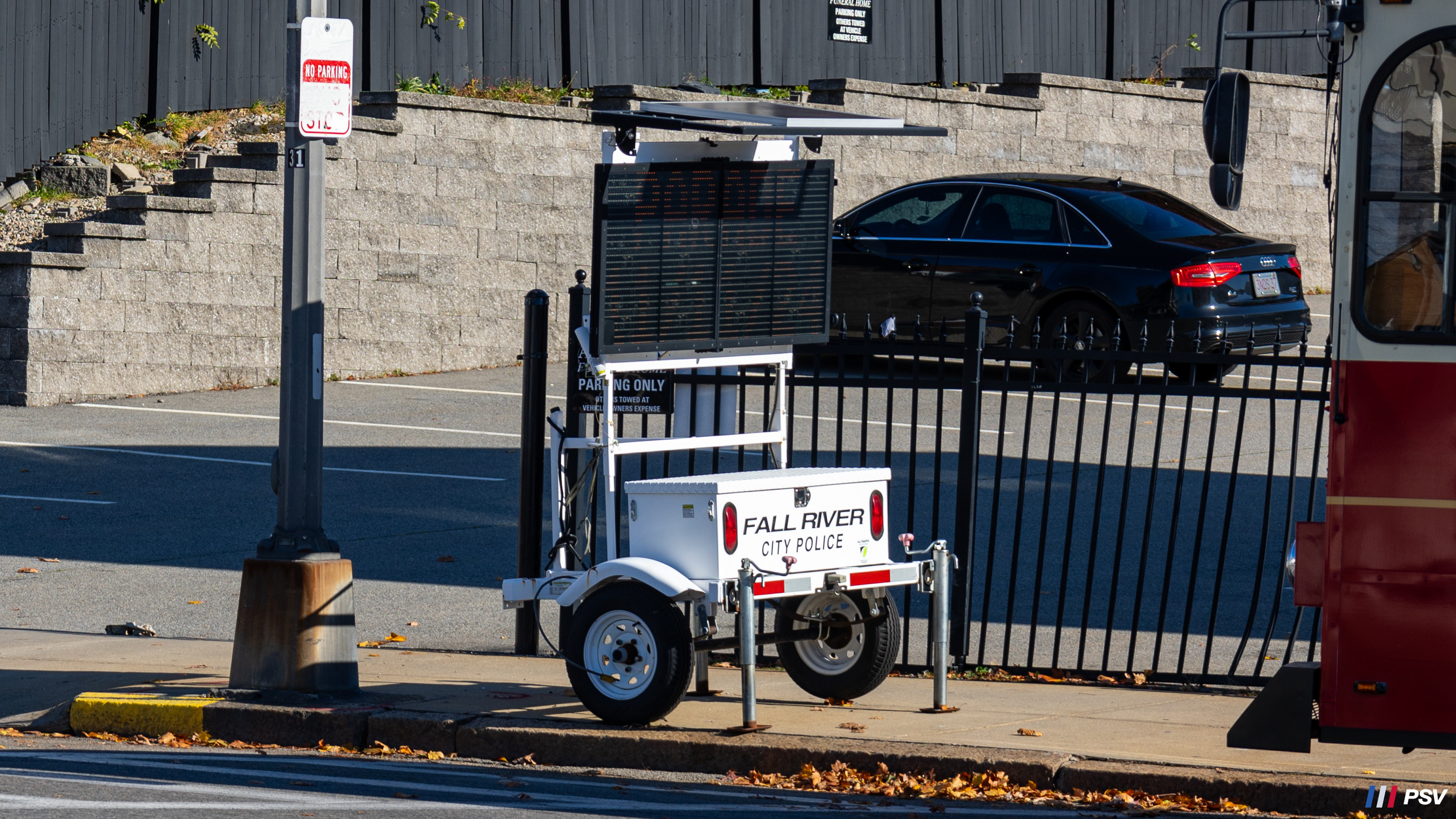 A photo  of Fall River Police
            Variable Message Trailer, a 2010-2020 All Traffic Solutions Variable Message Trailer             taken by Kieran Egan