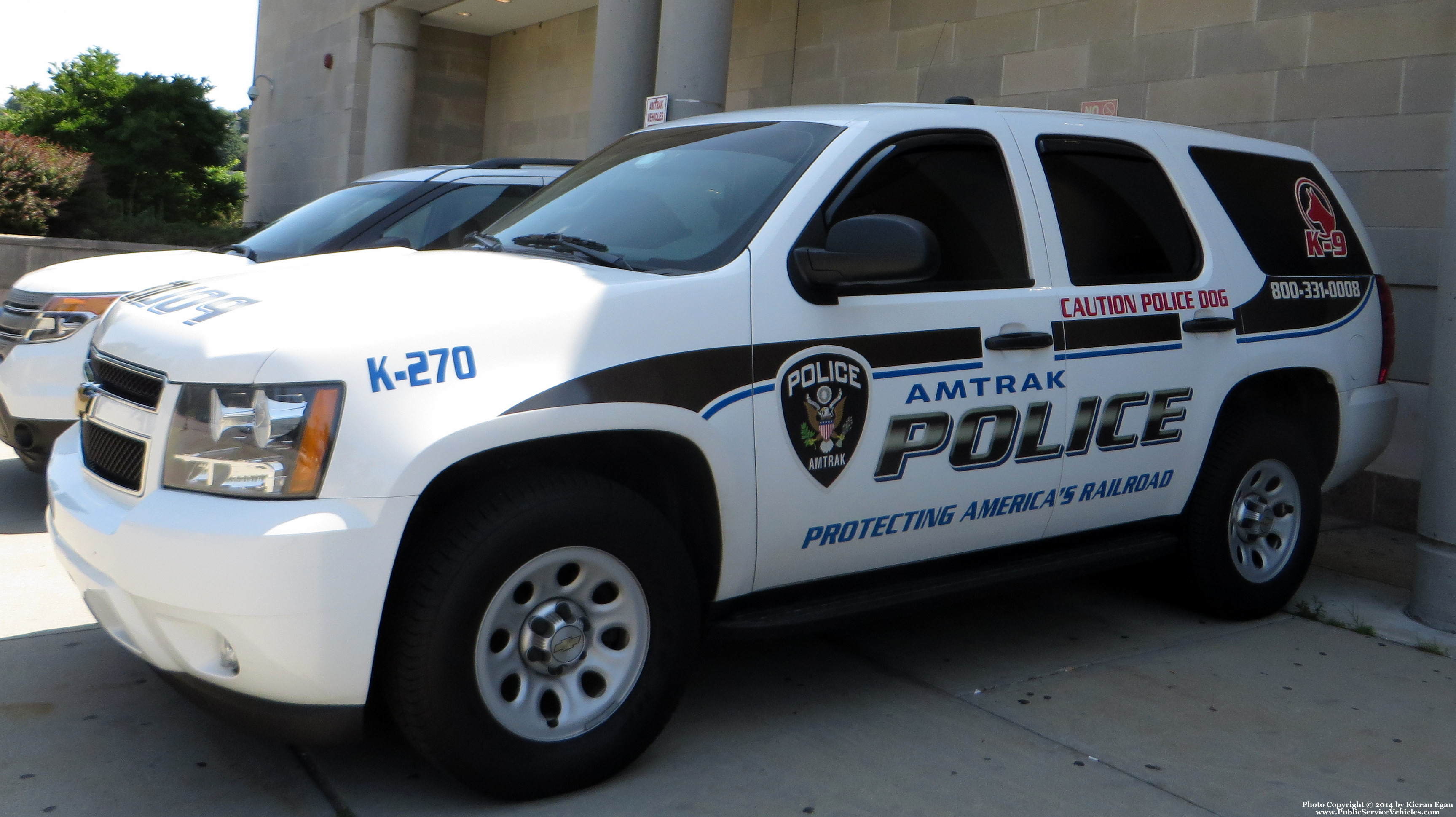 A photo  of Amtrak Police
            Cruiser 270, a 2007-2014 Chevrolet Tahoe             taken by Kieran Egan