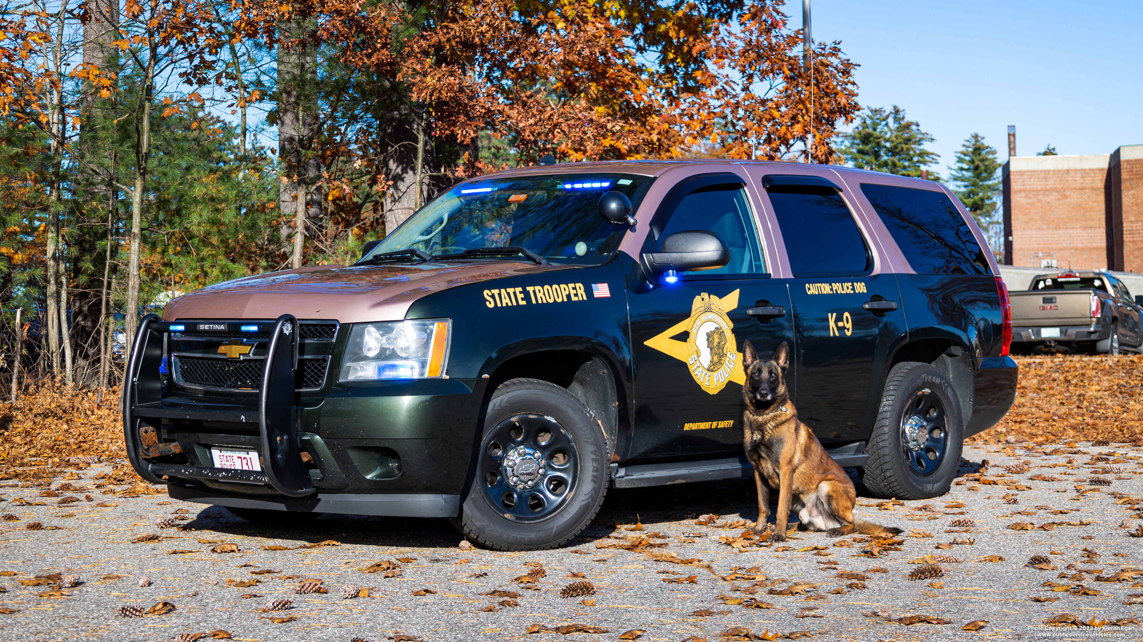 A photo  of New Hampshire State Police
            Cruiser 731, a 2013 Chevrolet Tahoe             taken by Kieran Egan
