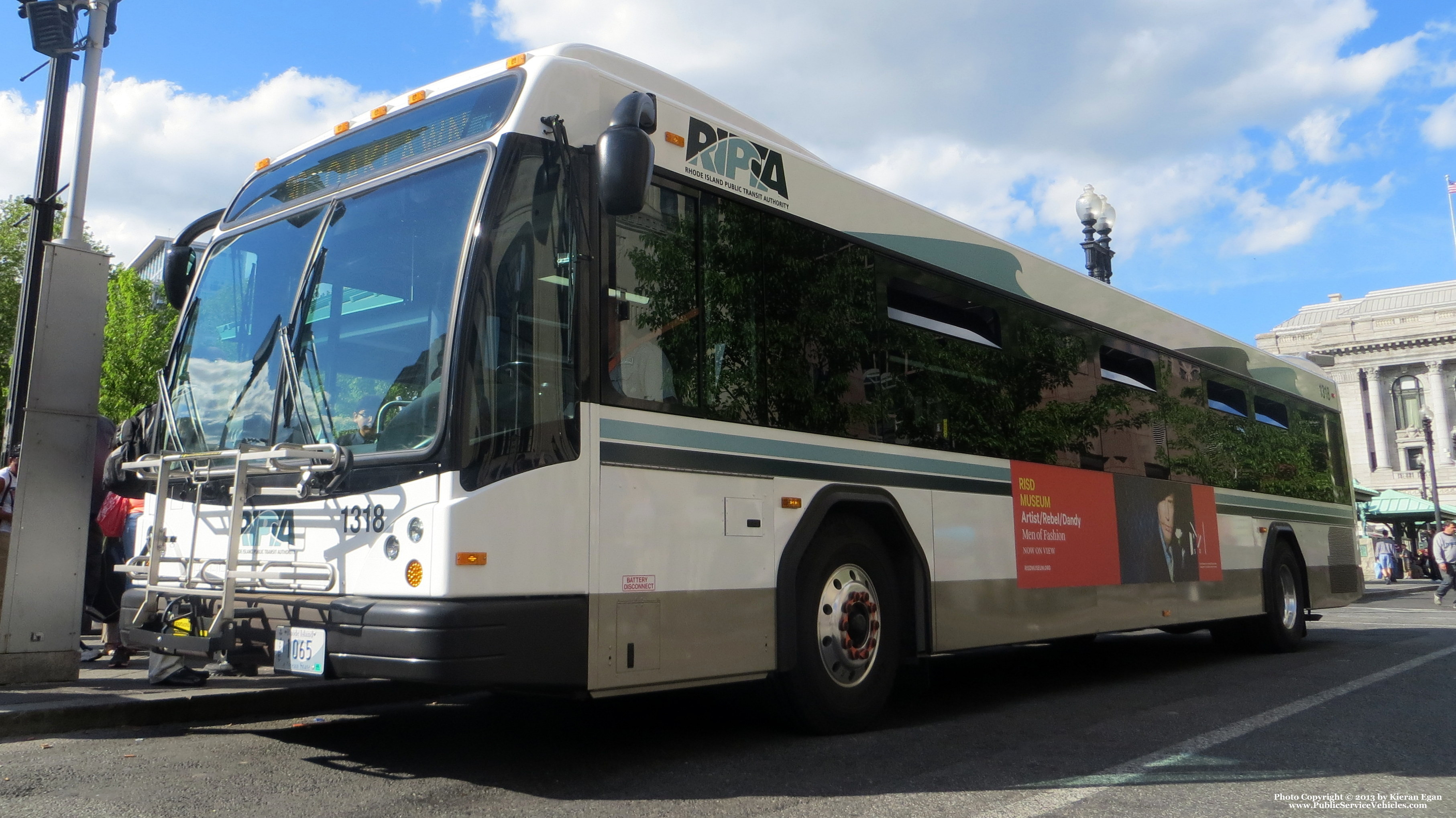 A photo  of Rhode Island Public Transit Authority
            Bus 1318, a 2013 Gillig BRT             taken by Kieran Egan