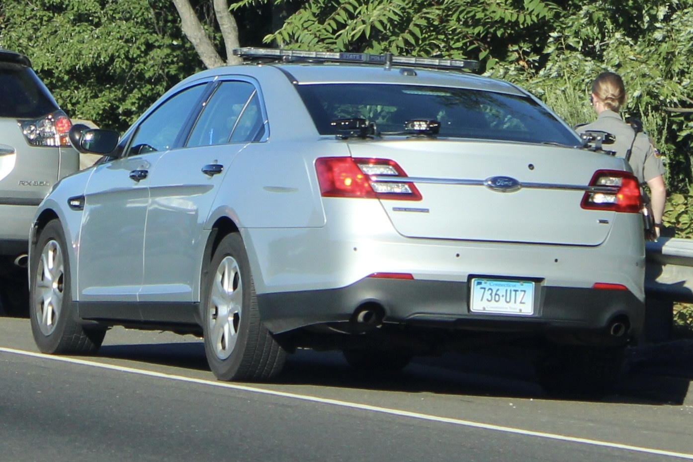 A photo  of Connecticut State Police
            Cruiser 736, a 2013-2019 Ford Police Interceptor Sedan             taken by @riemergencyvehicles