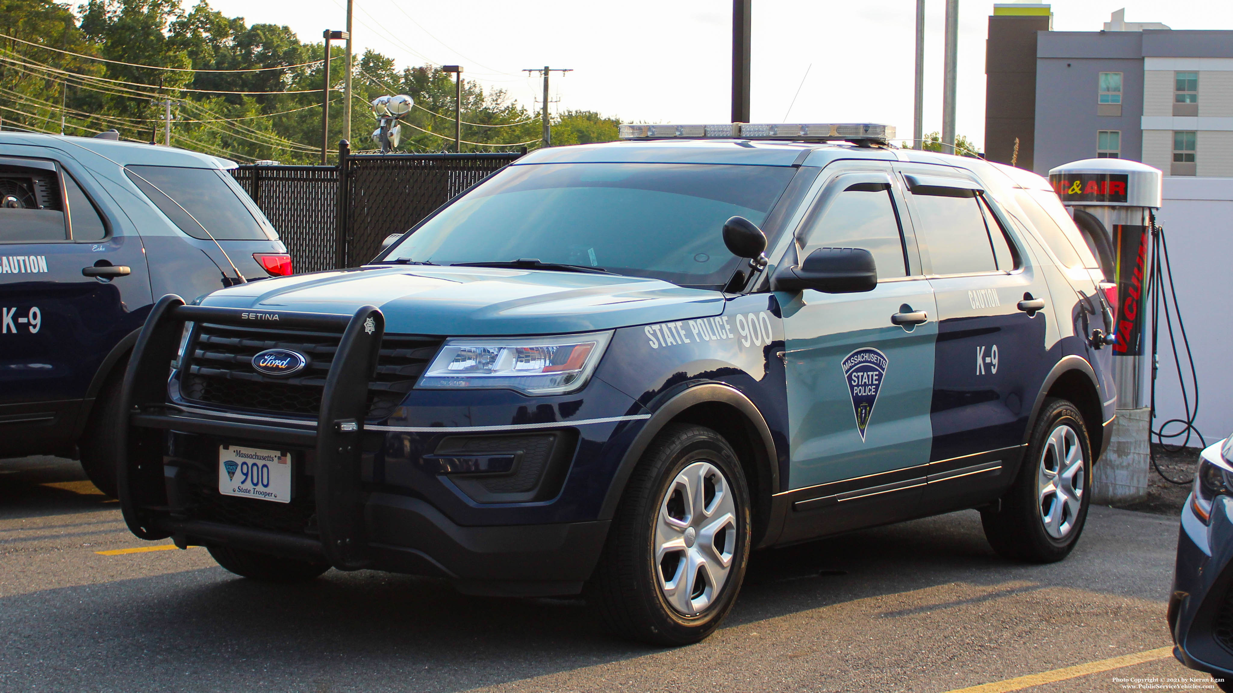 A photo  of Massachusetts State Police
            Cruiser 900, a 2017 Ford Police Interceptor Utility             taken by Kieran Egan