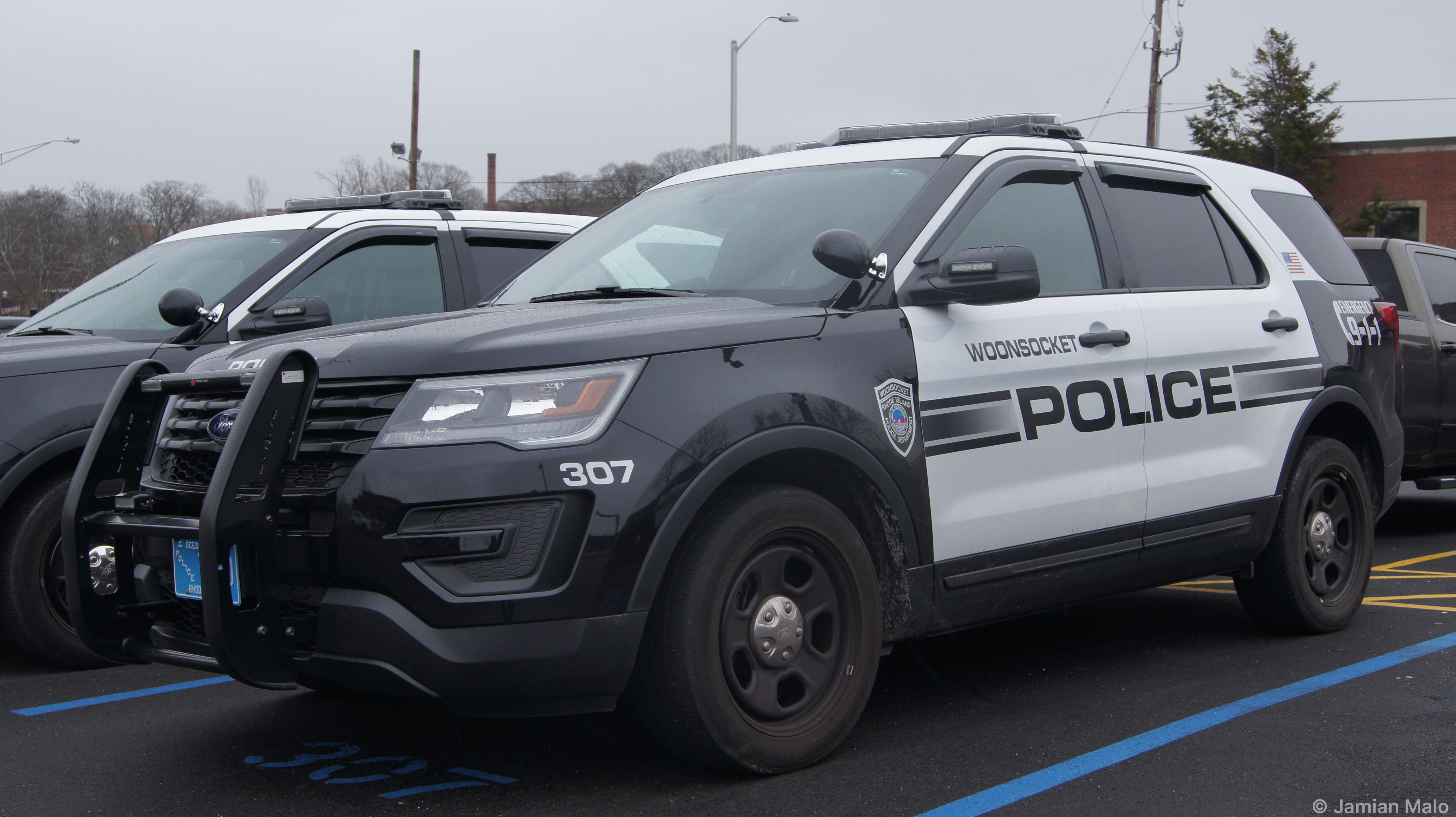 A photo  of Woonsocket Police
            Cruiser 307, a 2016-2018 Ford Police Interceptor Utility             taken by Jamian Malo