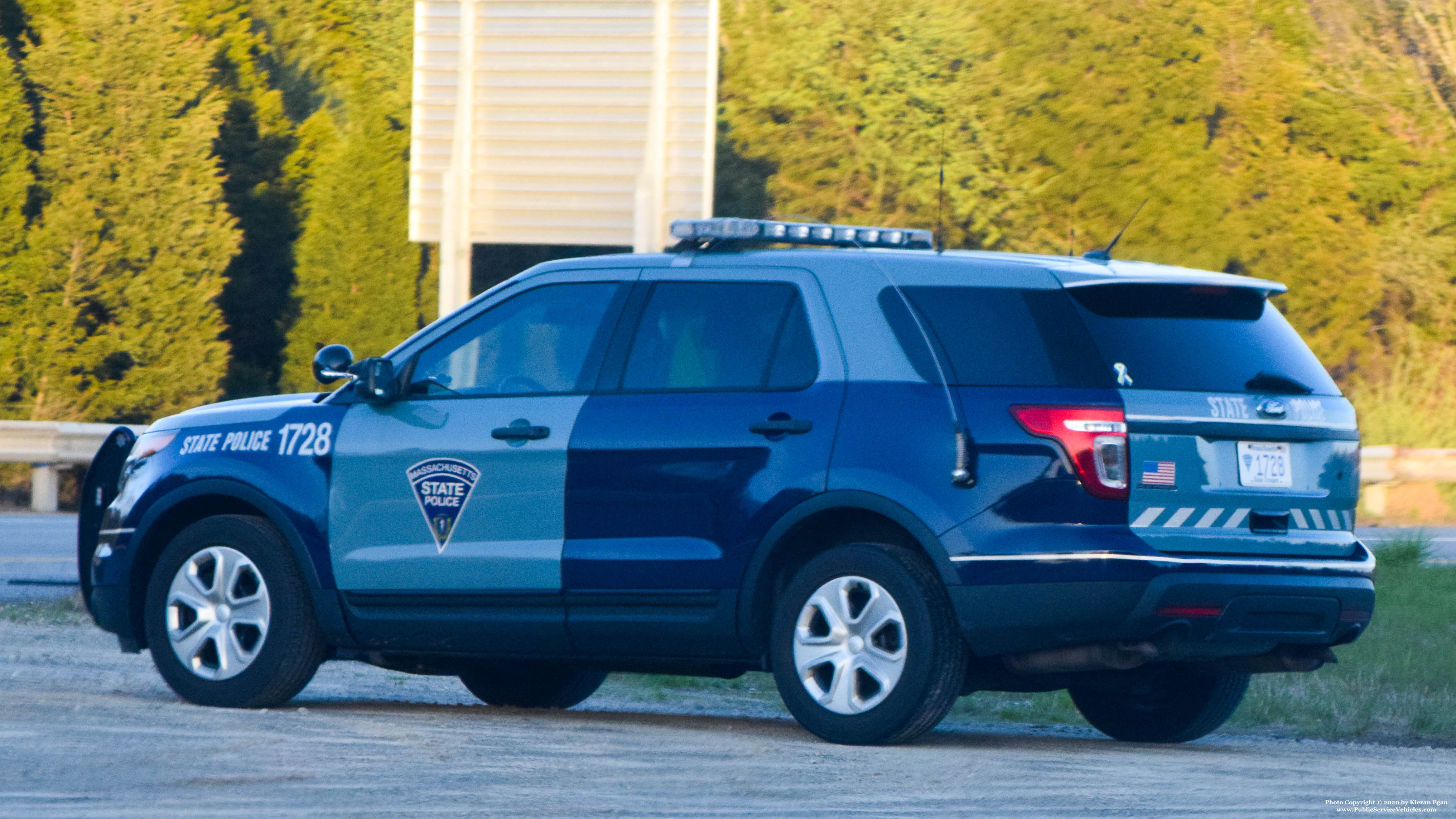 A photo  of Massachusetts State Police
            Cruiser 1728, a 2013 Ford Police Interceptor Utility             taken by Kieran Egan