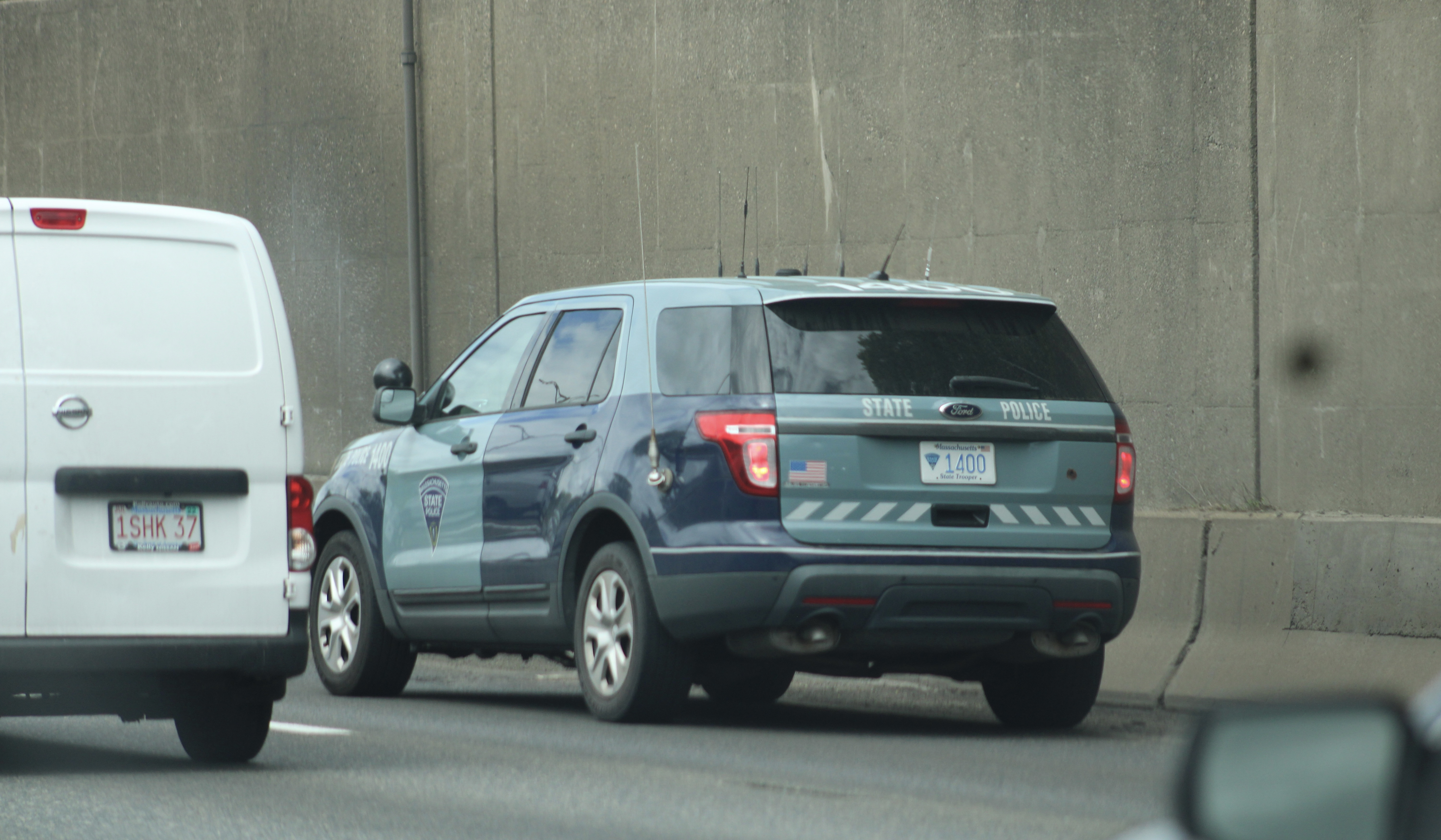 A photo  of Massachusetts State Police
            Cruiser 1400, a 2014 Ford Police Interceptor Utility             taken by @riemergencyvehicles