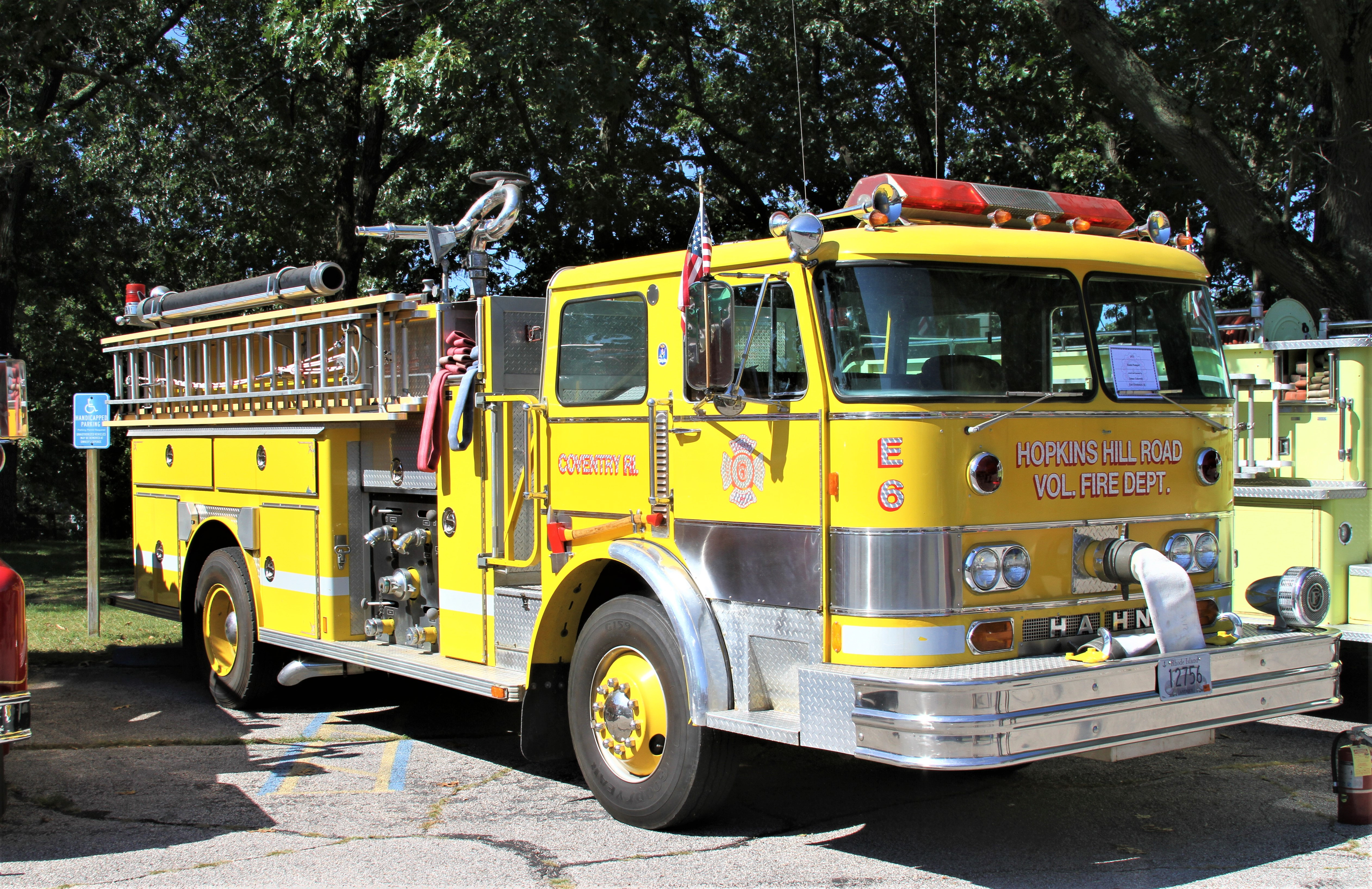 A photo  of Hopkins Hill Fire District
            Hopkins Hill Fire Engine 6, a 1973 Hahn             taken by Richard Schmitter