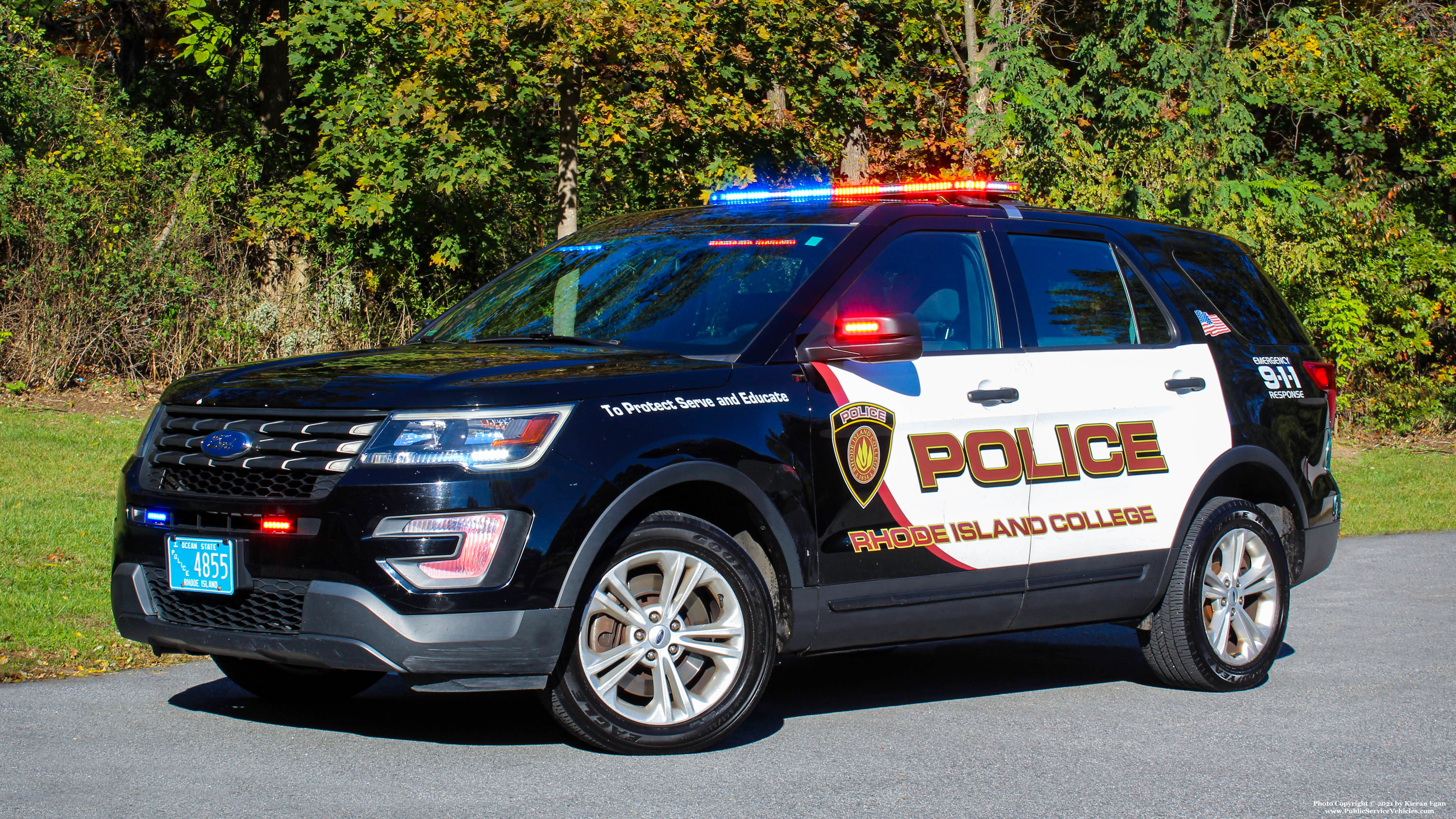 A photo  of Rhode Island College Police
            Cruiser 4855, a 2017-2018 Ford Police Interceptor Utility             taken by Kieran Egan