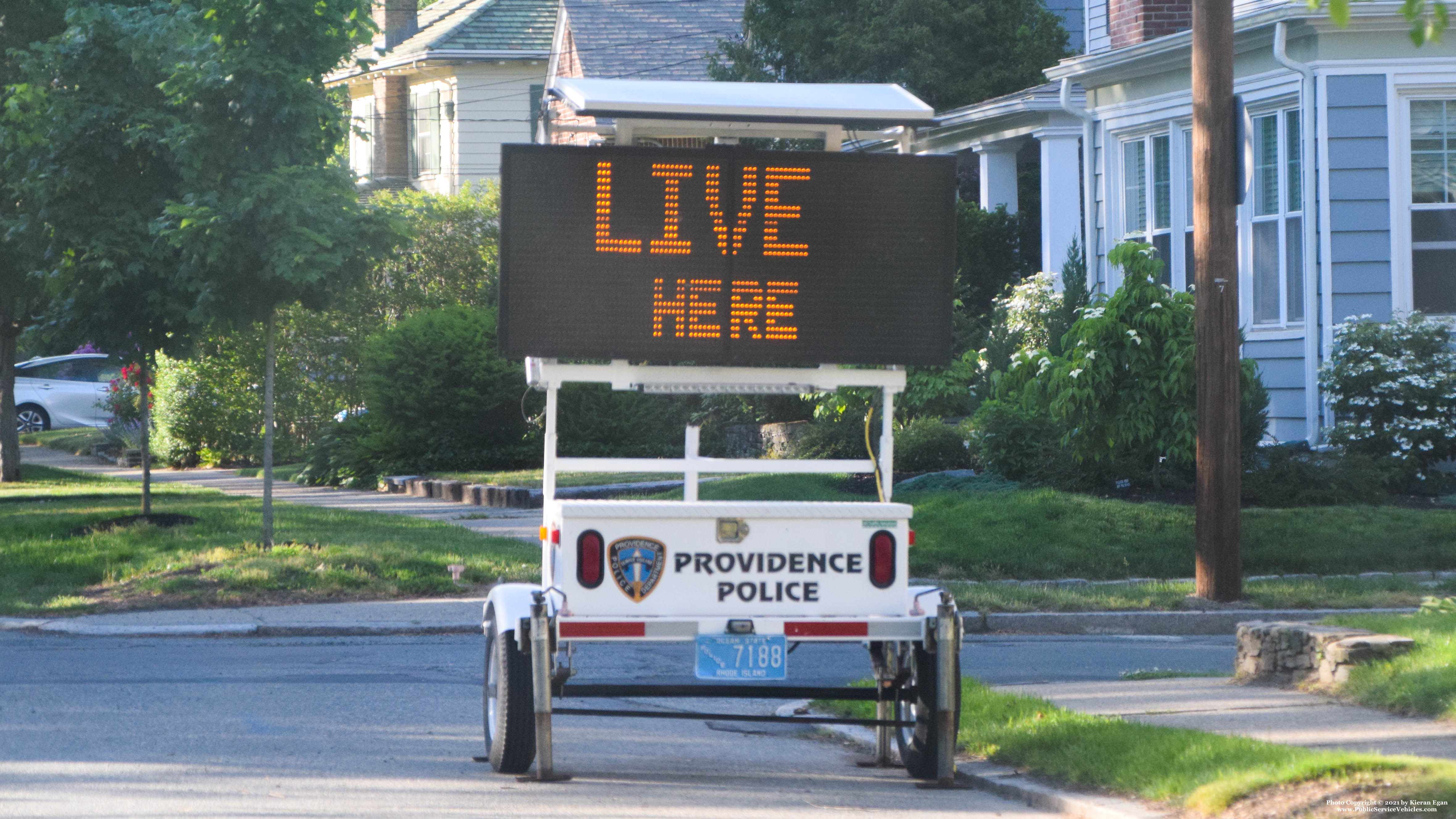 A photo  of Providence Police
            Message Trailer 7188, a 2006-2011 All Traffic Solutions Message Trailer             taken by Kieran Egan