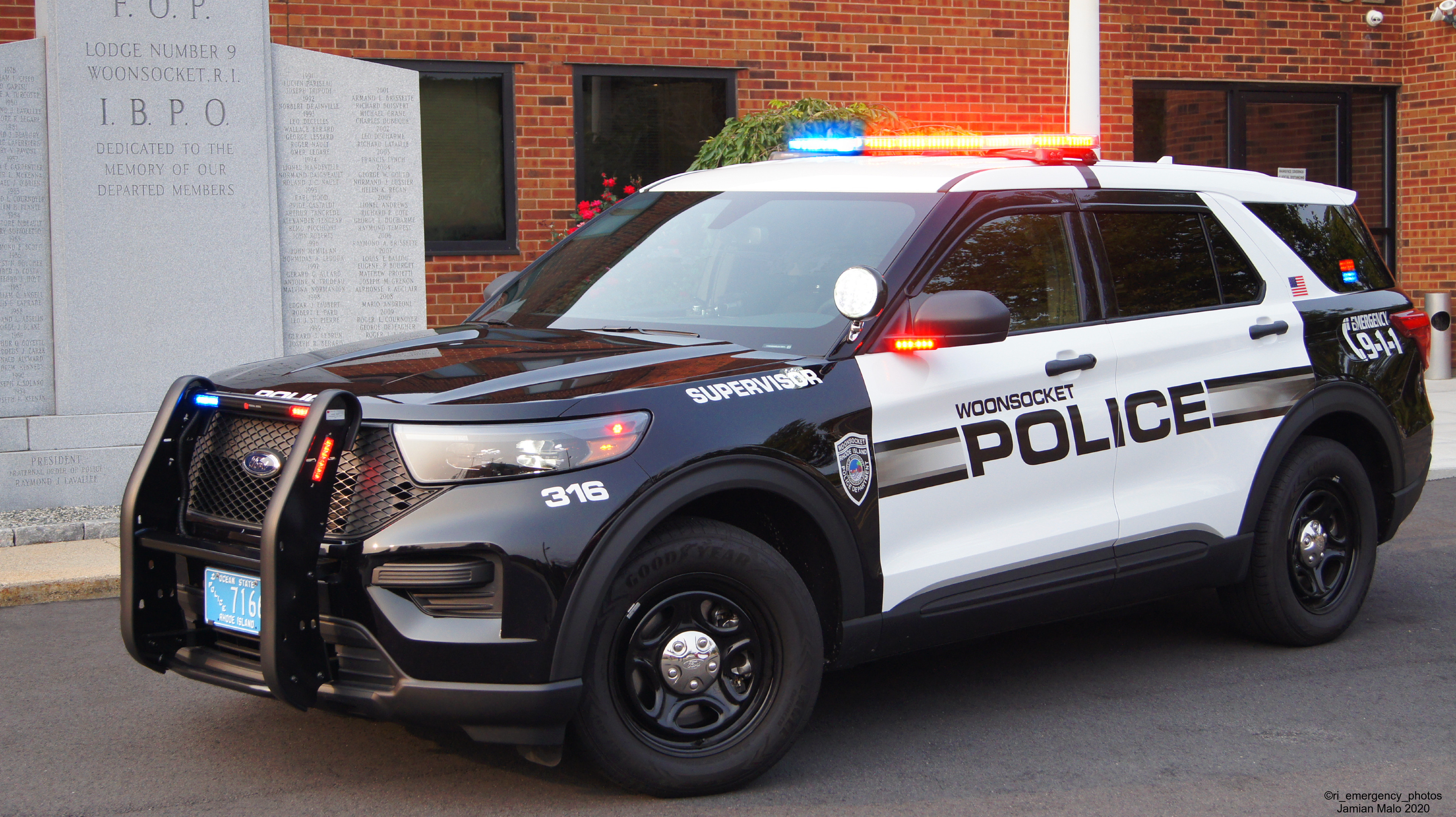 A photo  of Woonsocket Police
            Cruiser 316, a 2020 Ford Police Interceptor Utility             taken by Jamian Malo