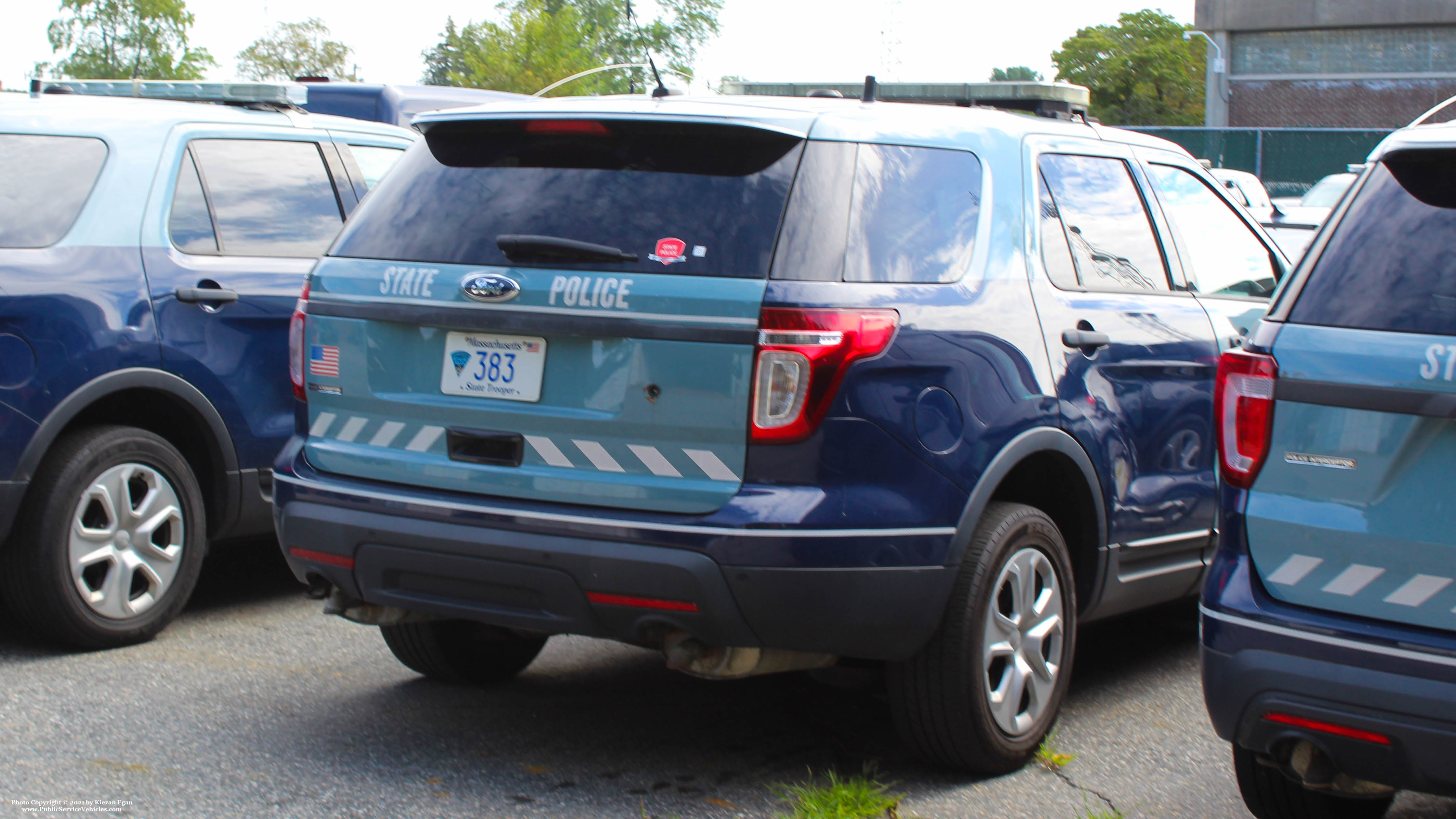 A photo  of Massachusetts State Police
            Cruiser 383, a 2014 Ford Police Interceptor Utility             taken by Kieran Egan