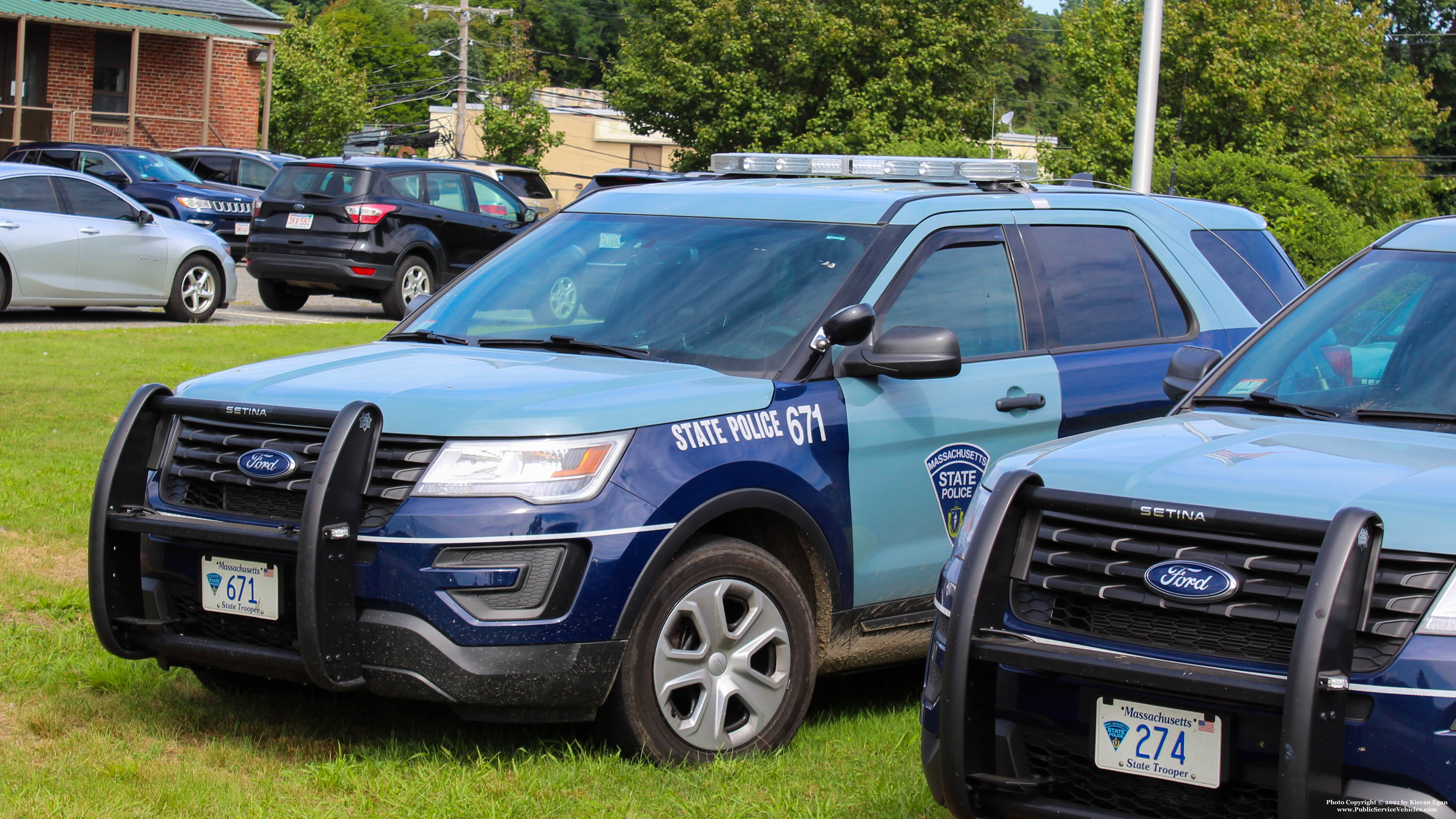 A photo  of Massachusetts State Police
            Cruiser 671, a 2019 Ford Police Interceptor Utility             taken by Kieran Egan
