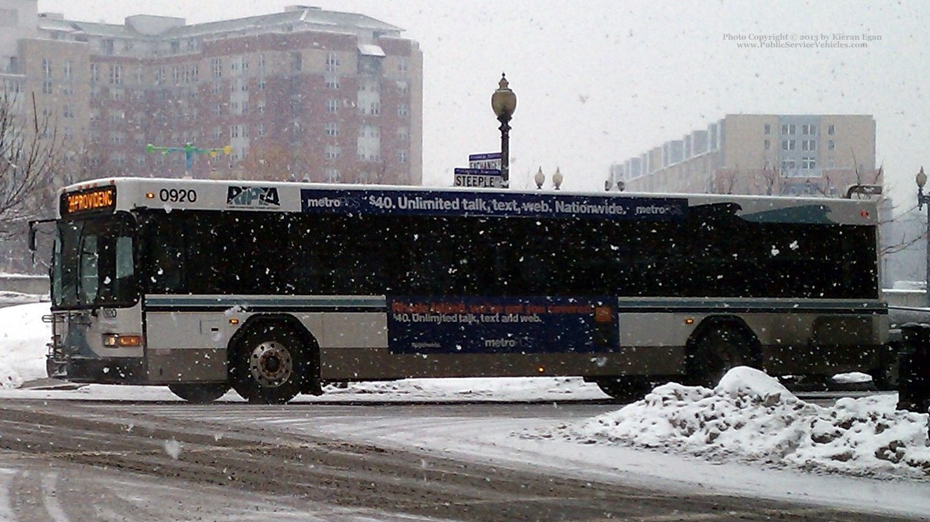 A photo  of Rhode Island Public Transit Authority
            Bus 0920, a 2009 Gillig Low Floor             taken by Kieran Egan