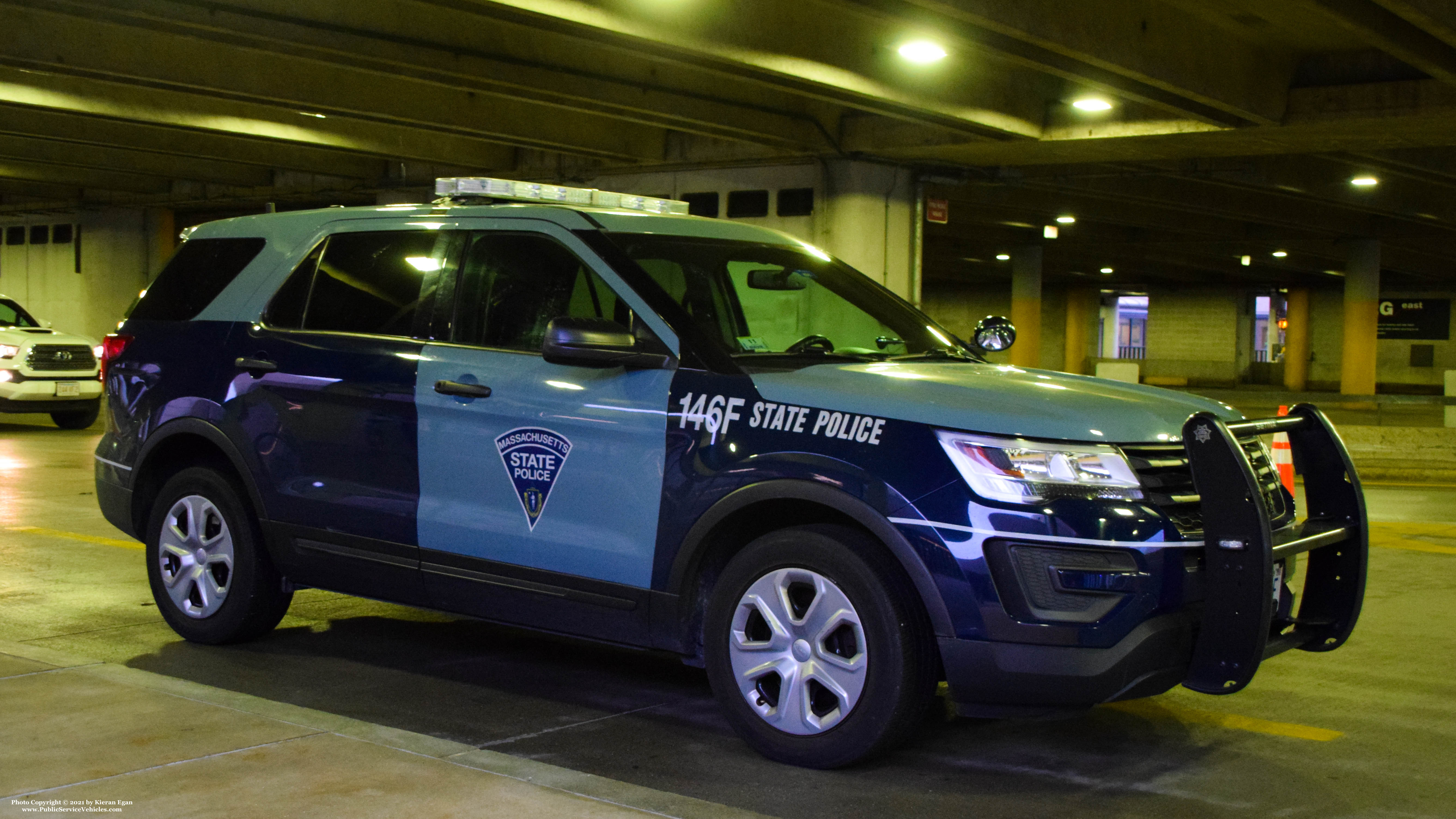 A photo  of Massachusetts State Police
            Cruiser 146F, a 2017 Ford Police Interceptor Utility             taken by Kieran Egan