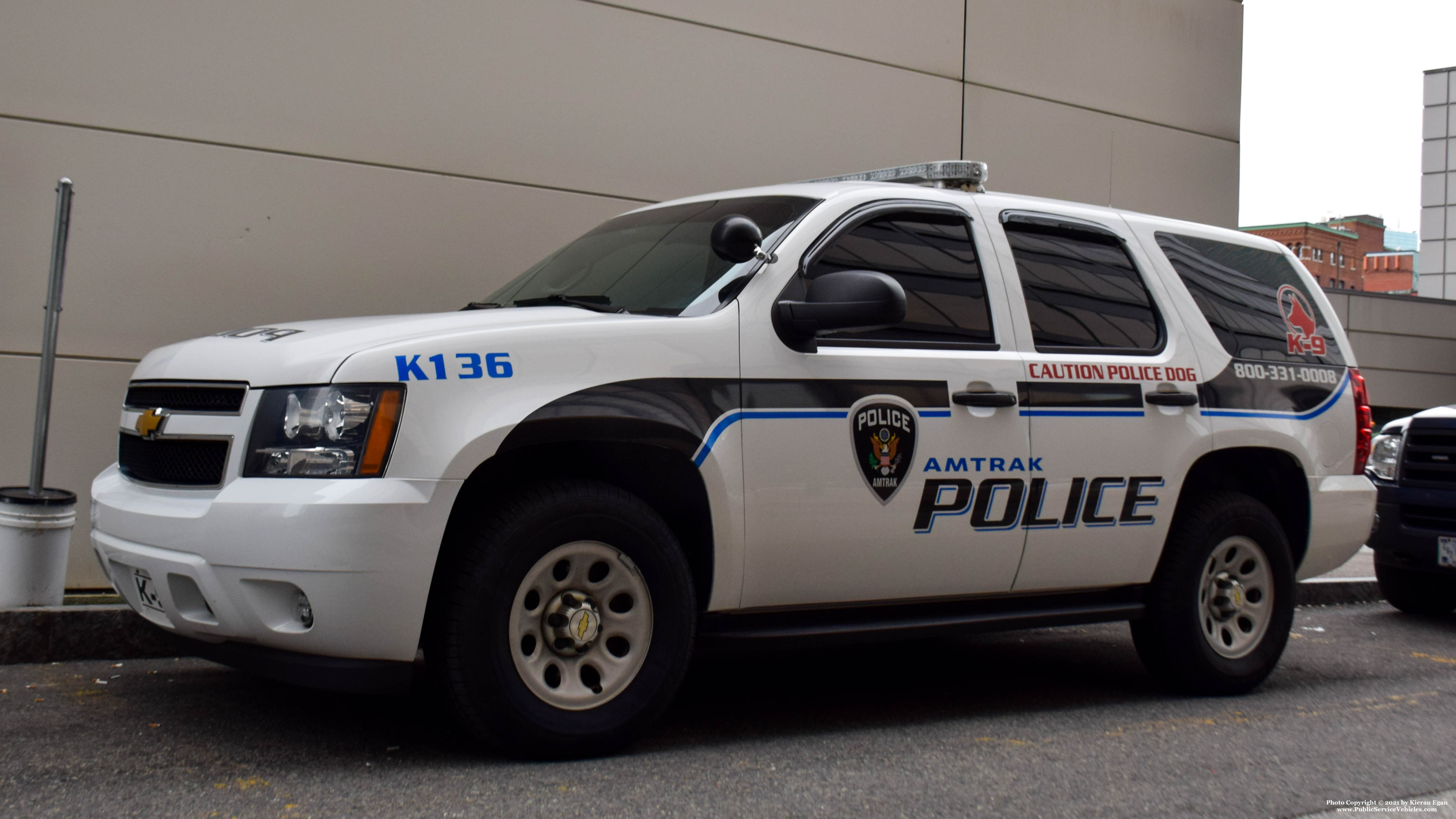 A photo  of Amtrak Police
            Cruiser 136, a 2007-2014 Chevrolet Tahoe             taken by Kieran Egan