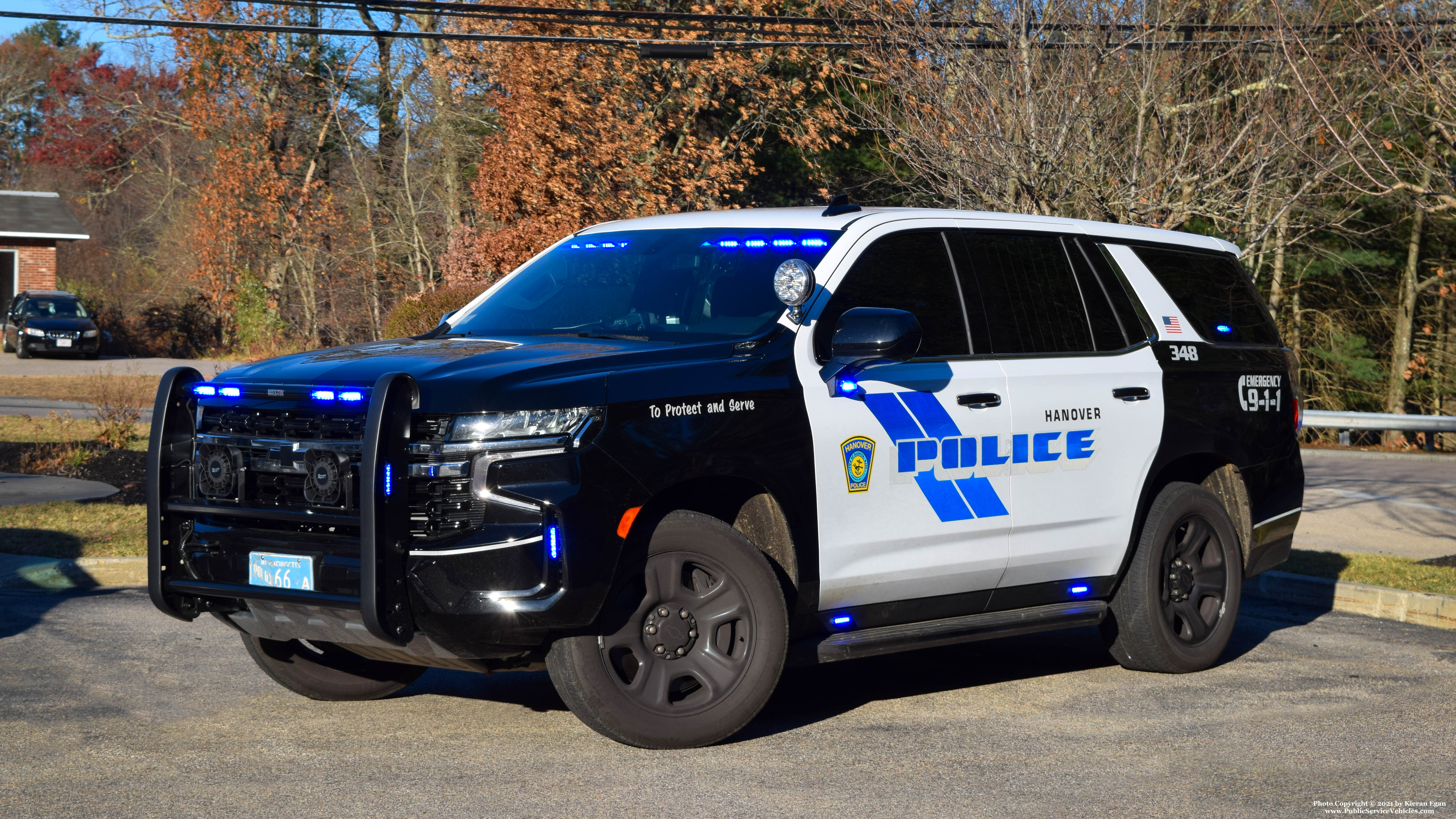 A photo  of Hanover Police
            Cruiser 348, a 2021 Chevrolet Tahoe             taken by Kieran Egan