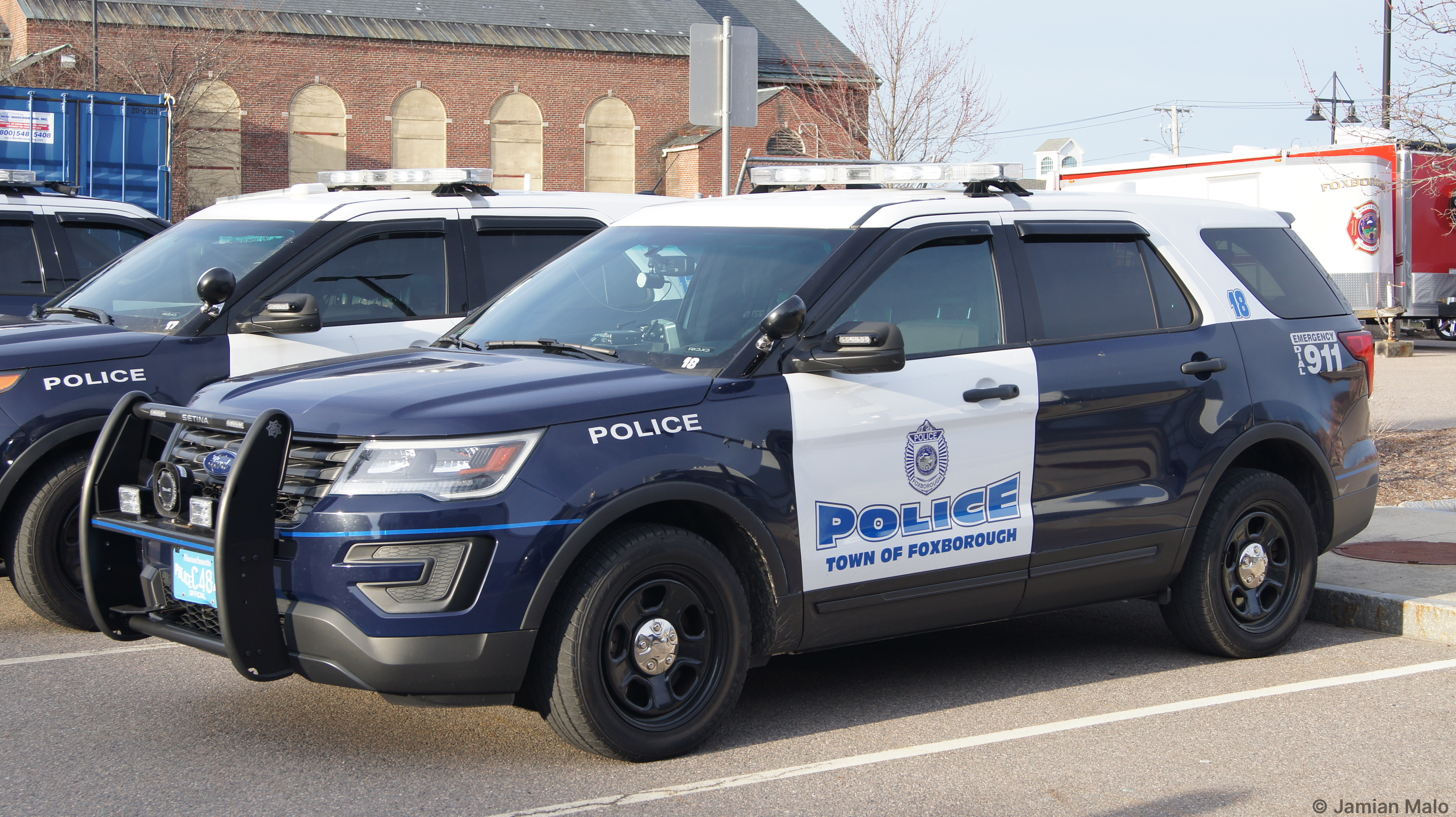 A photo  of Foxborough Police
            Cruiser 18, a 2017 Ford Police Interceptor Utility             taken by Jamian Malo