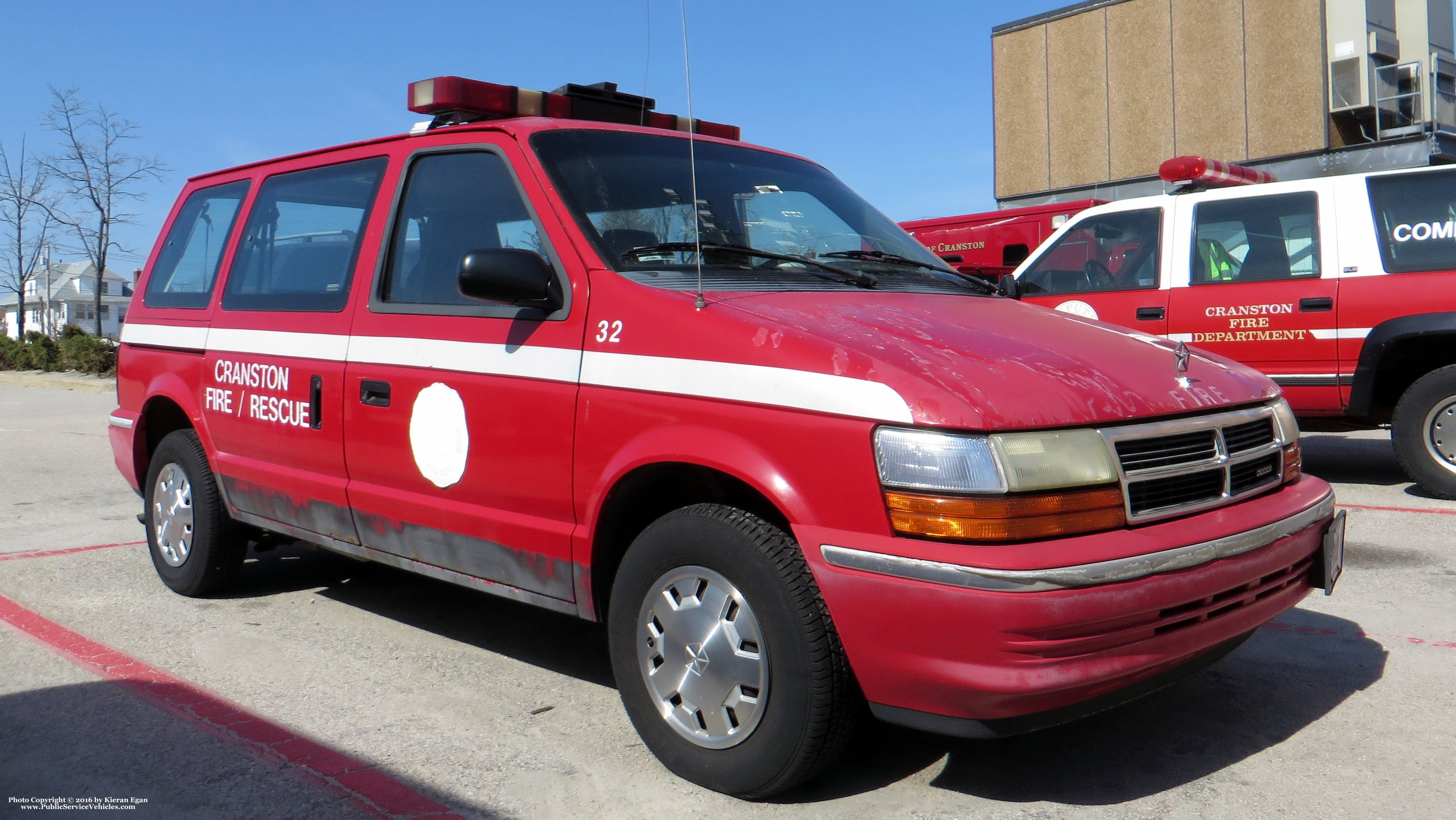 A photo  of Cranston Fire
            Car 32, a 1991-1995 Dodge Caravan             taken by Kieran Egan