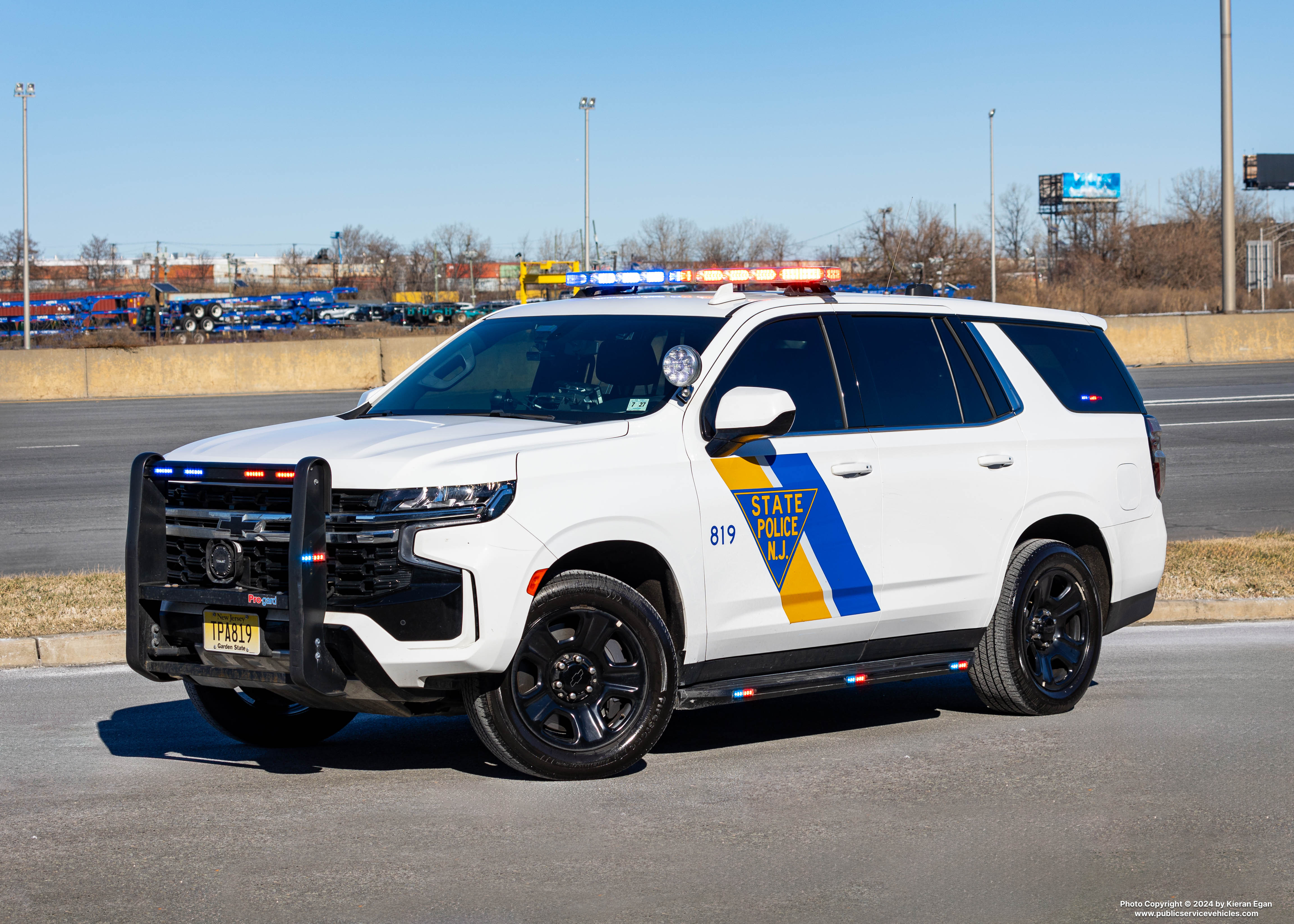 A photo  of New Jersey State Police
            Cruiser 819, a 2022 Chevrolet Tahoe             taken by Kieran Egan