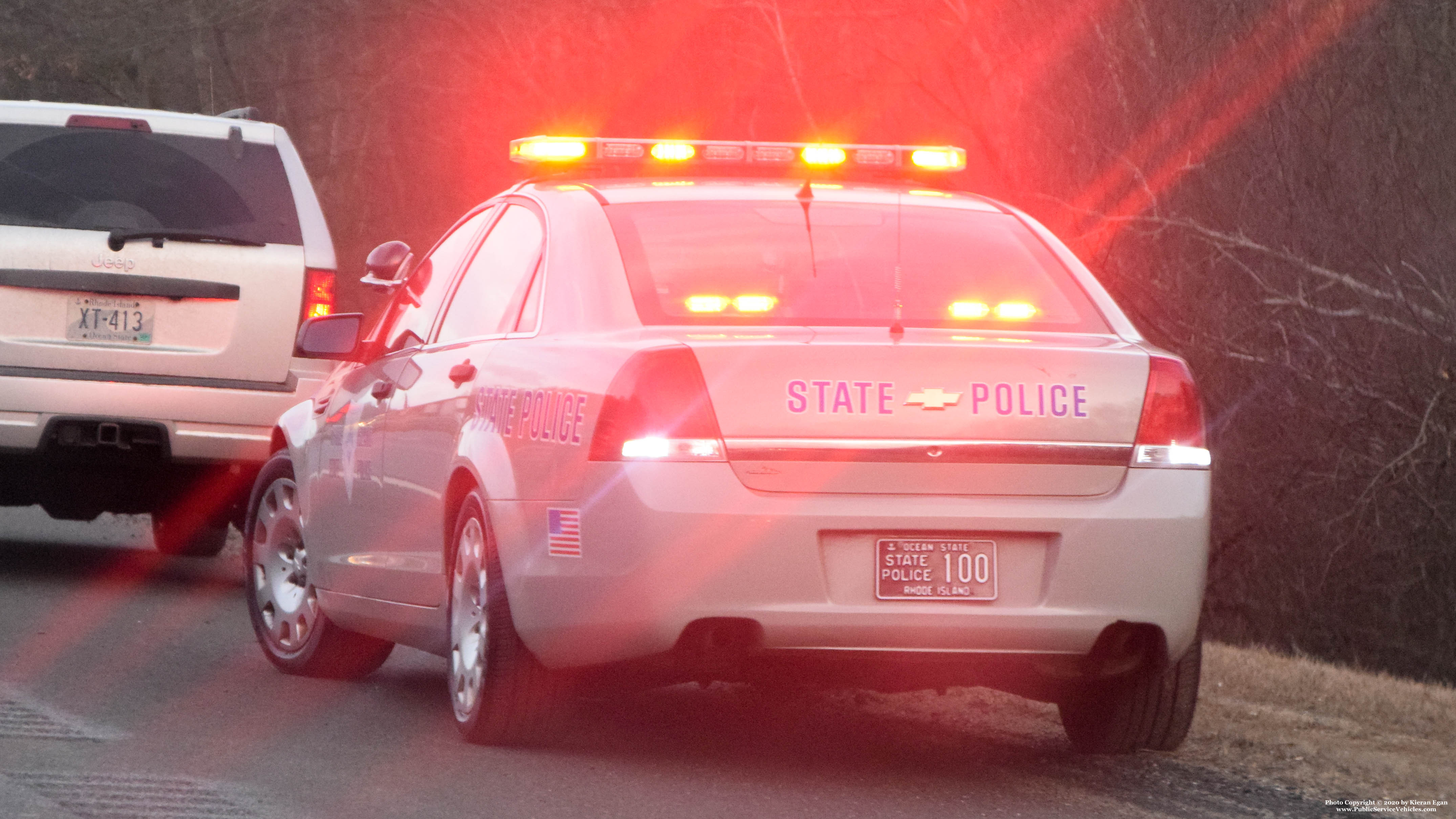 A photo  of Rhode Island State Police
            Cruiser 100, a 2013 Chevrolet Caprice             taken by Kieran Egan
