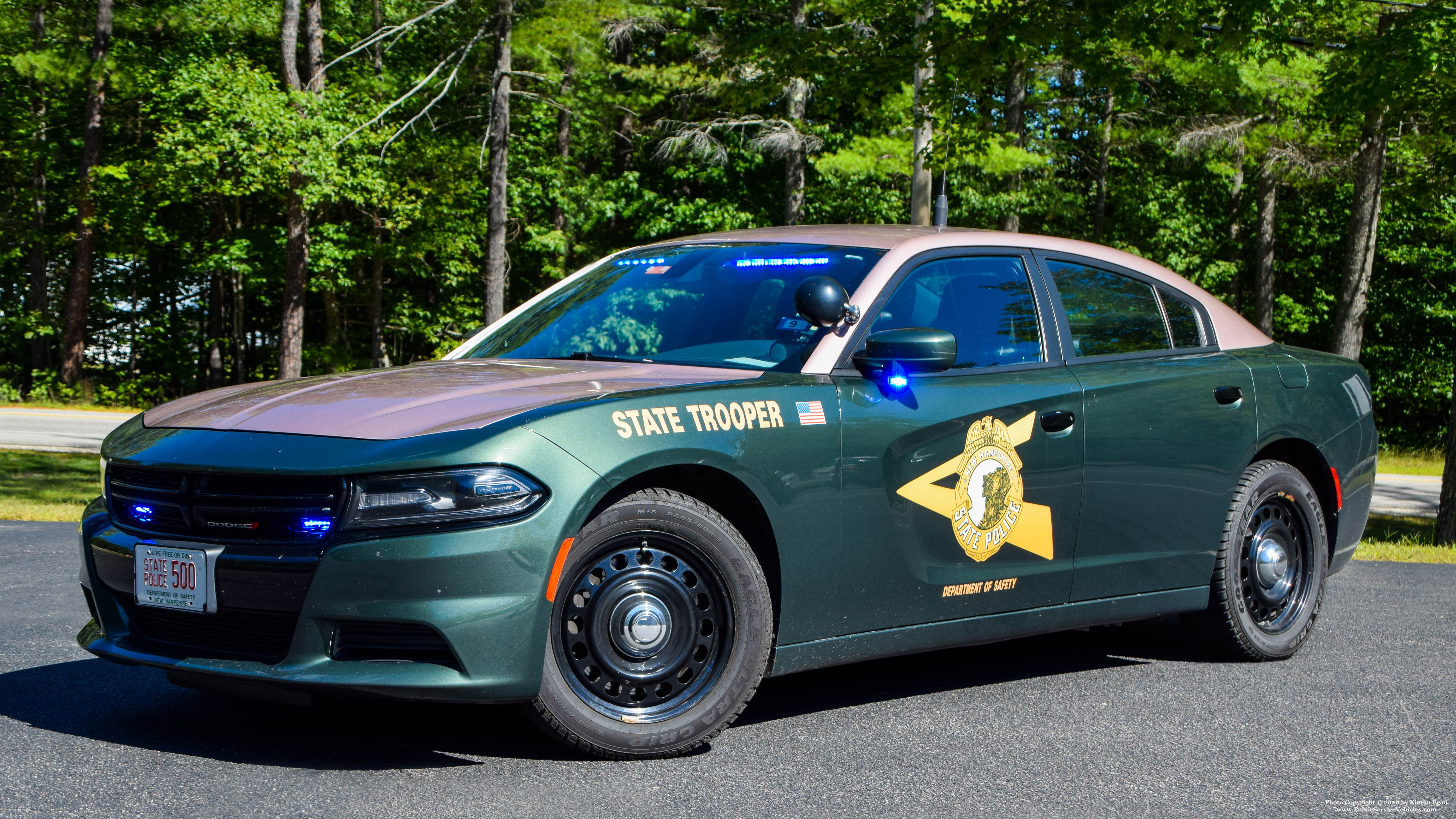 A photo  of New Hampshire State Police
            Cruiser 500, a 2017 Dodge Charger             taken by Kieran Egan