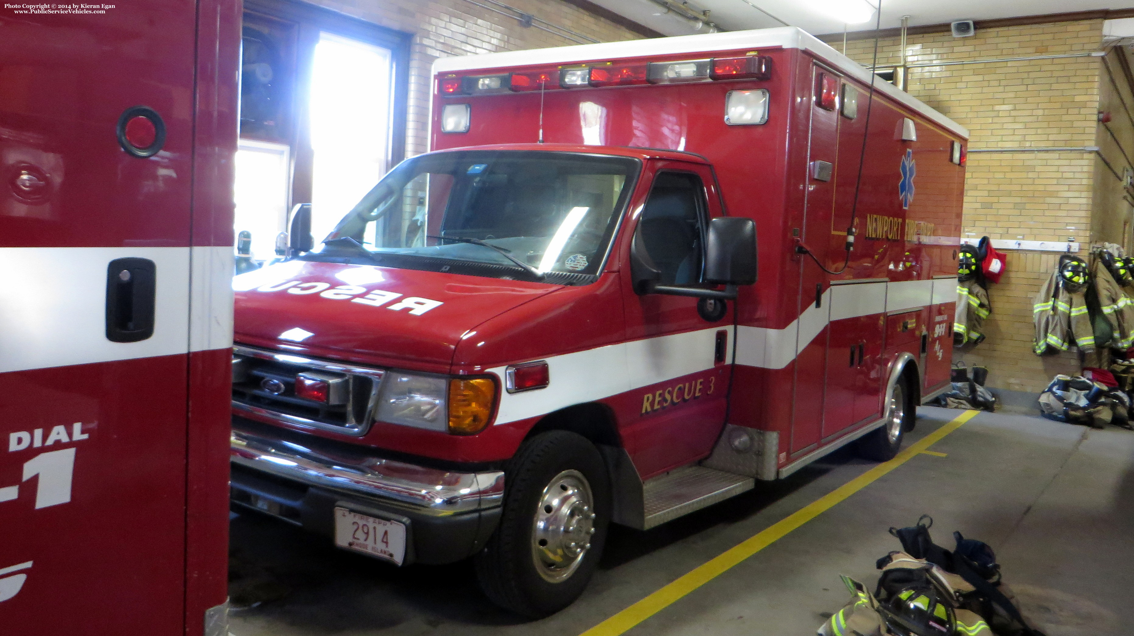 A photo  of Newport Fire
            Rescue 3, a 2003 Ford E-350             taken by Kieran Egan