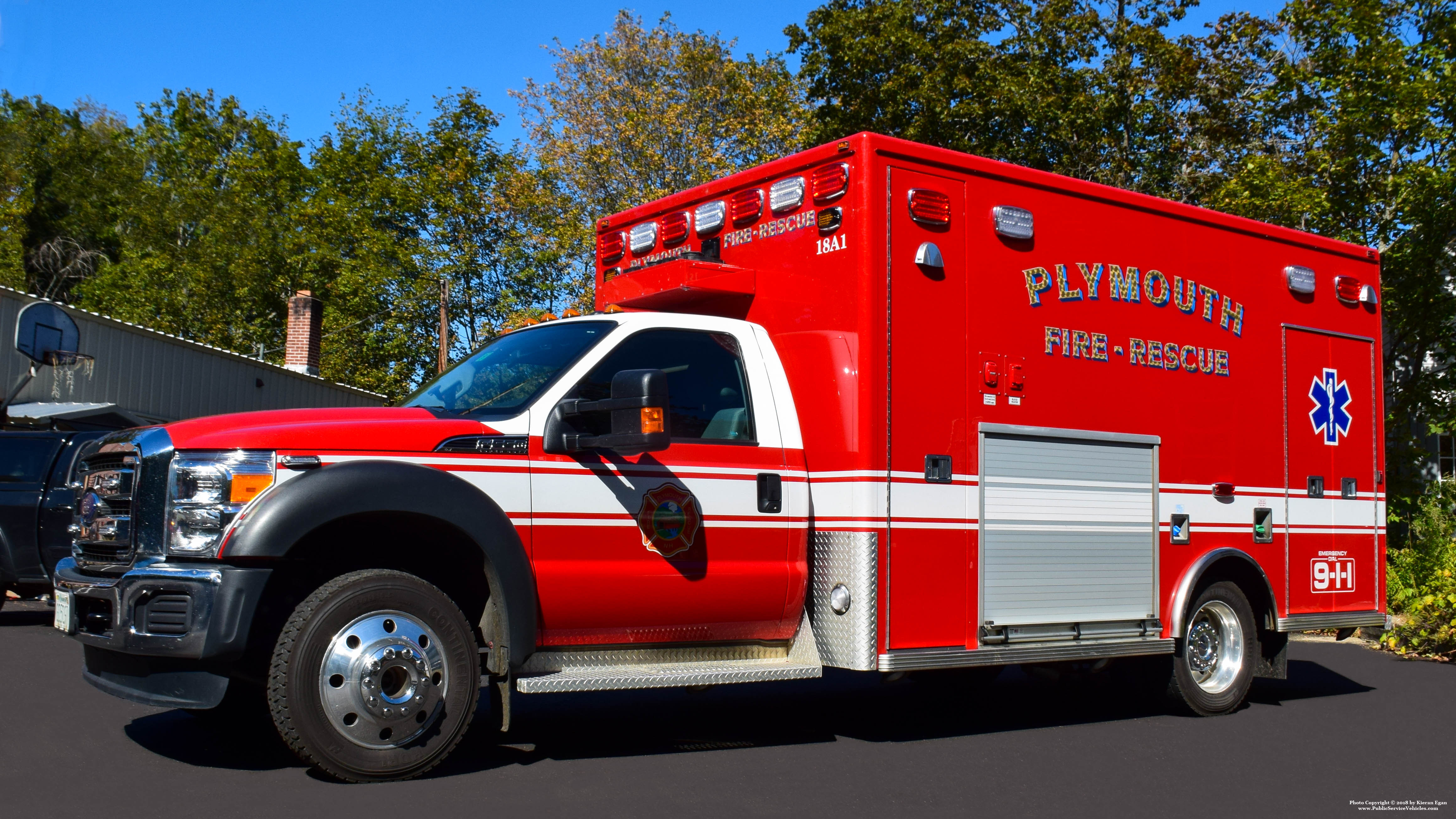 A photo  of Plymouth Fire
            18 Ambulance 1, a 2015 Ford F-550             taken by Kieran Egan