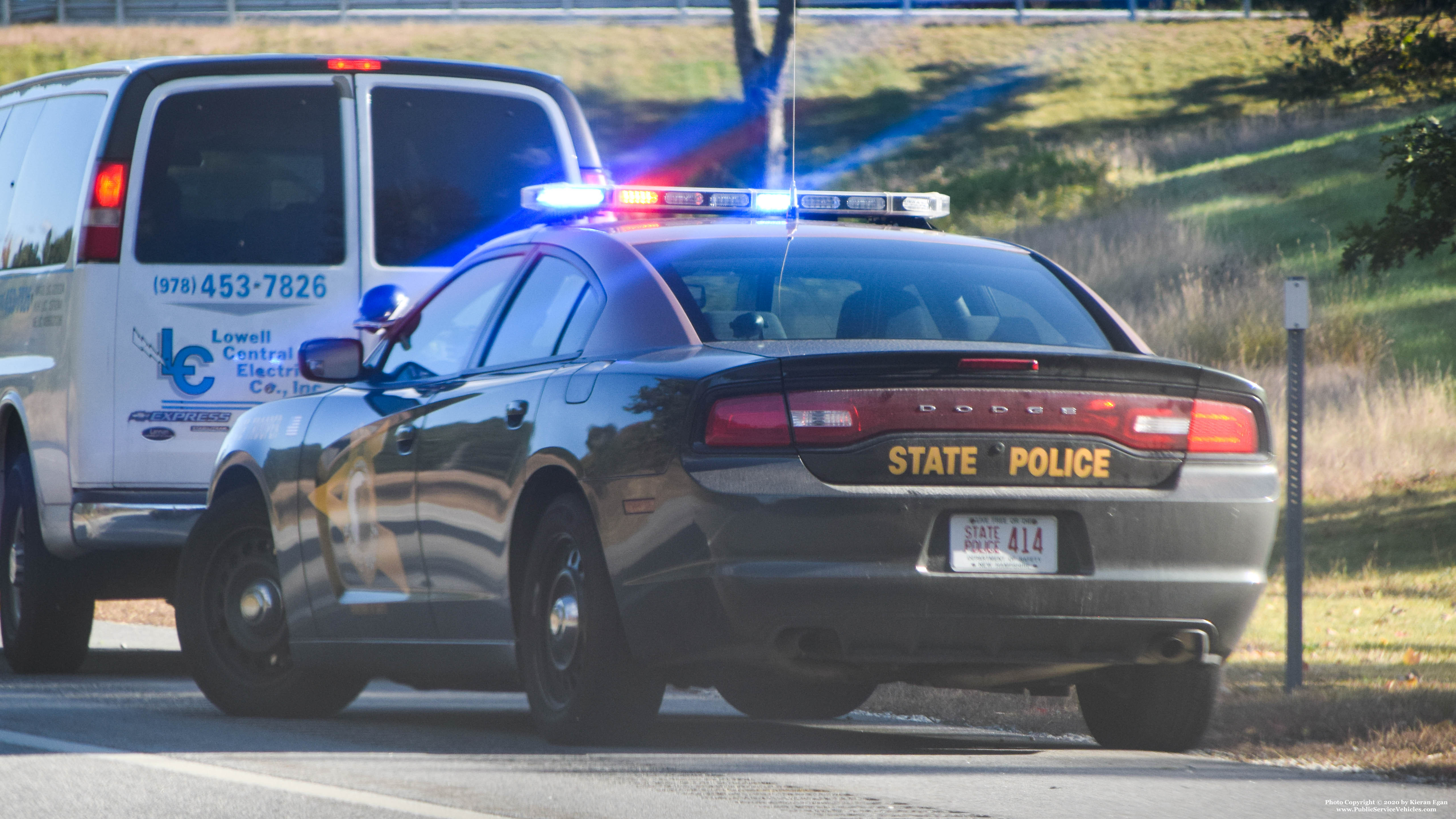 A photo  of New Hampshire State Police
            Cruiser 414, a 2011-2014 Dodge Charger             taken by Kieran Egan