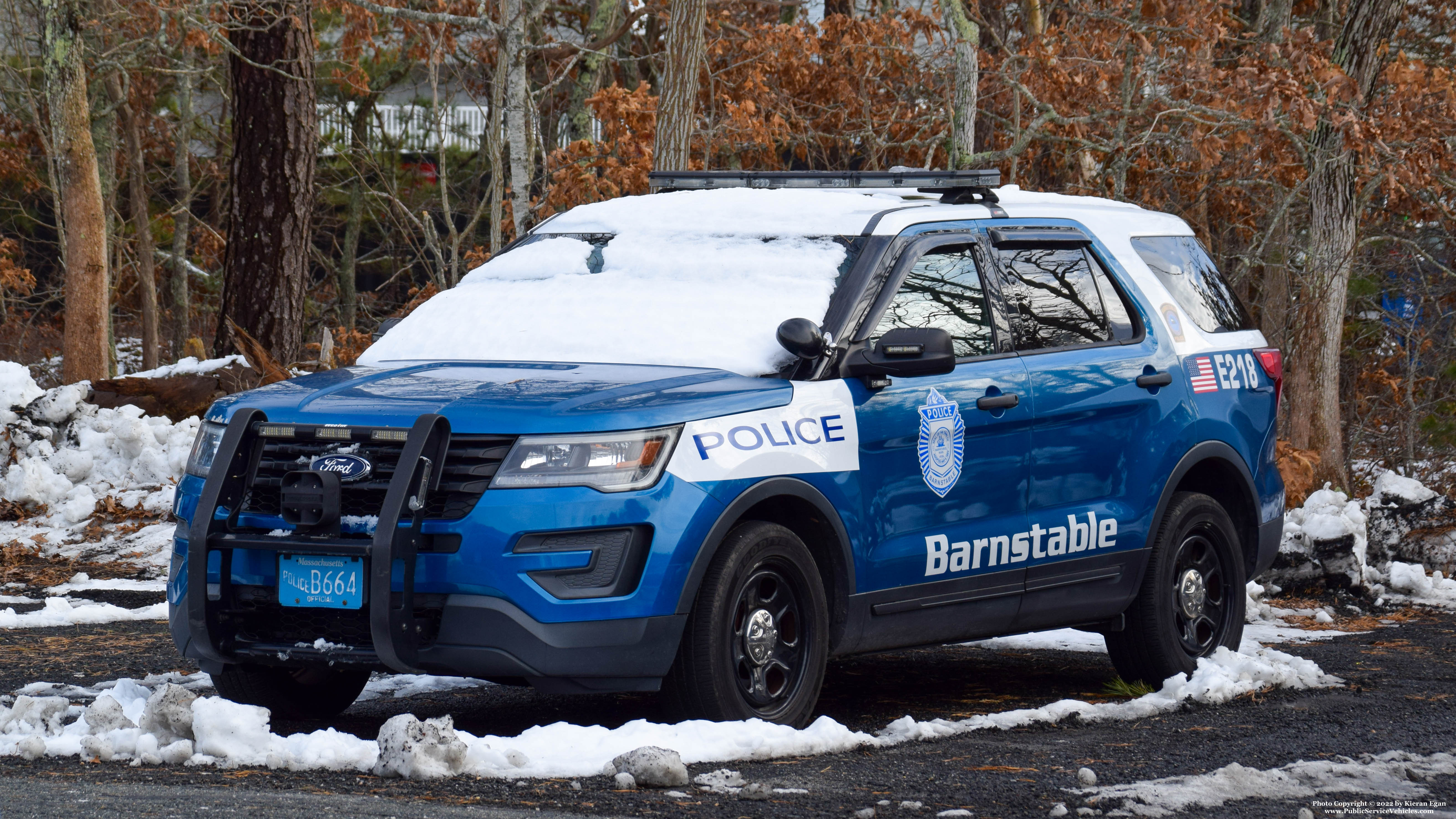 A photo  of Barnstable Police
            E-218, a 2017 Ford Police Interceptor Utility             taken by Kieran Egan
