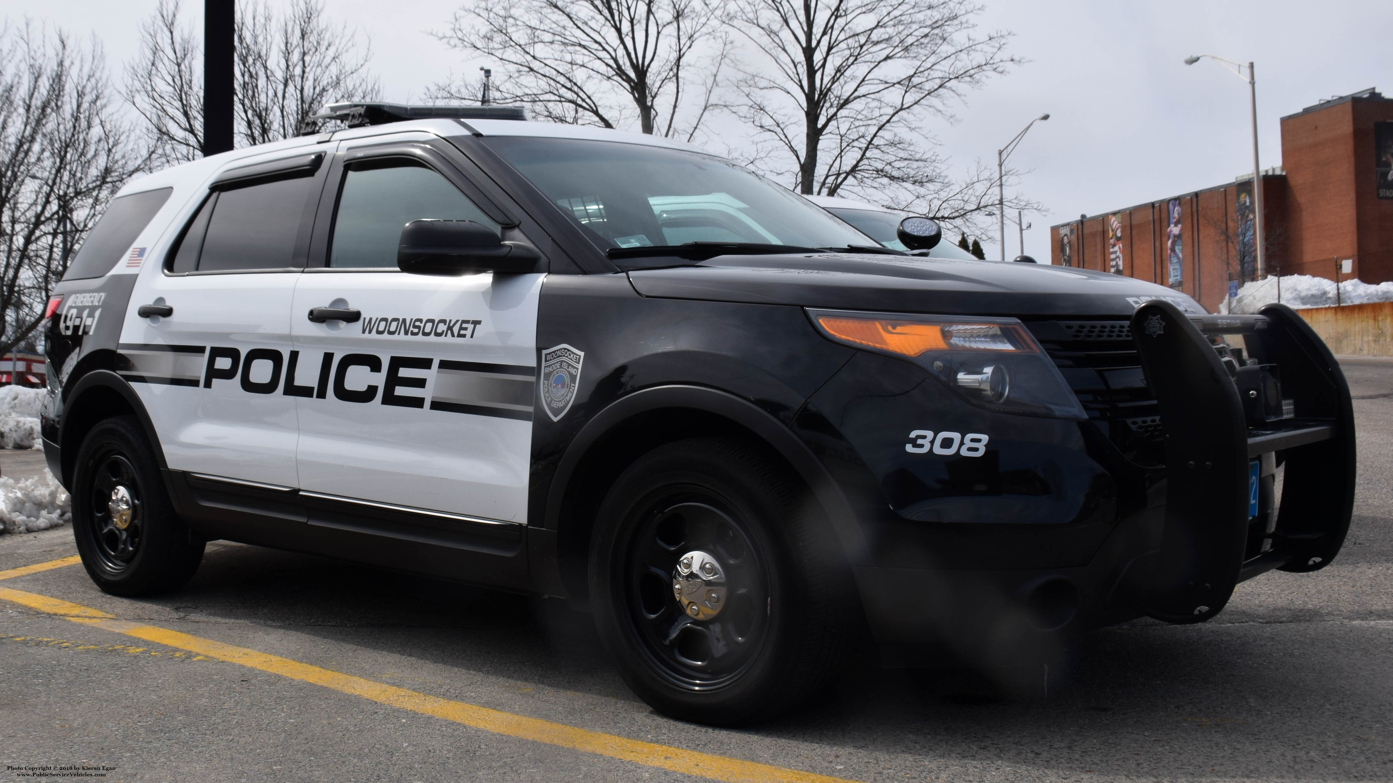 A photo  of Woonsocket Police
            Cruiser 308, a 2013-2015 Ford Police Interceptor Utility             taken by Kieran Egan