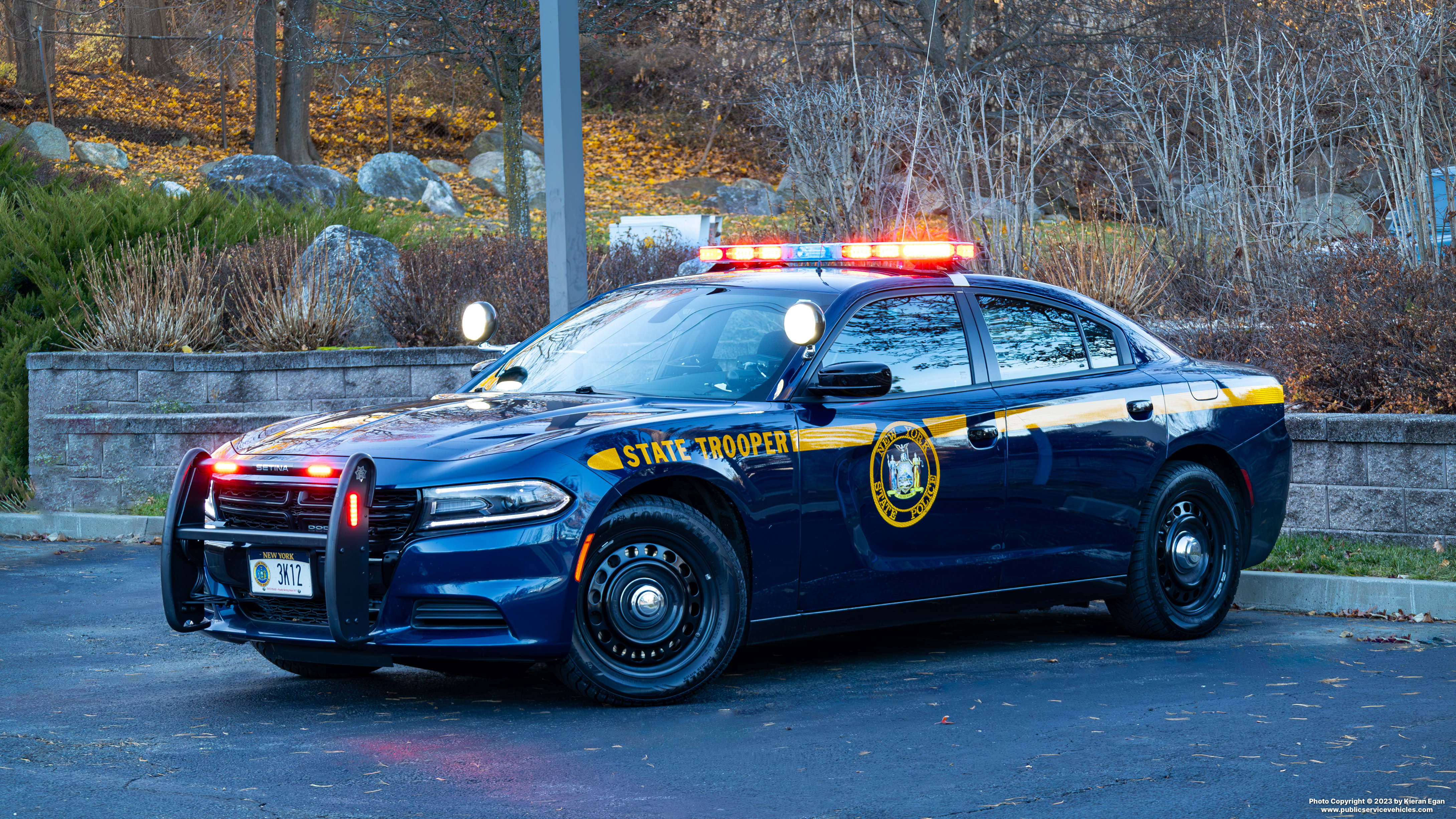 A photo  of New York State Police
            Cruiser 3K12, a 2021 Dodge Charger             taken by Kieran Egan