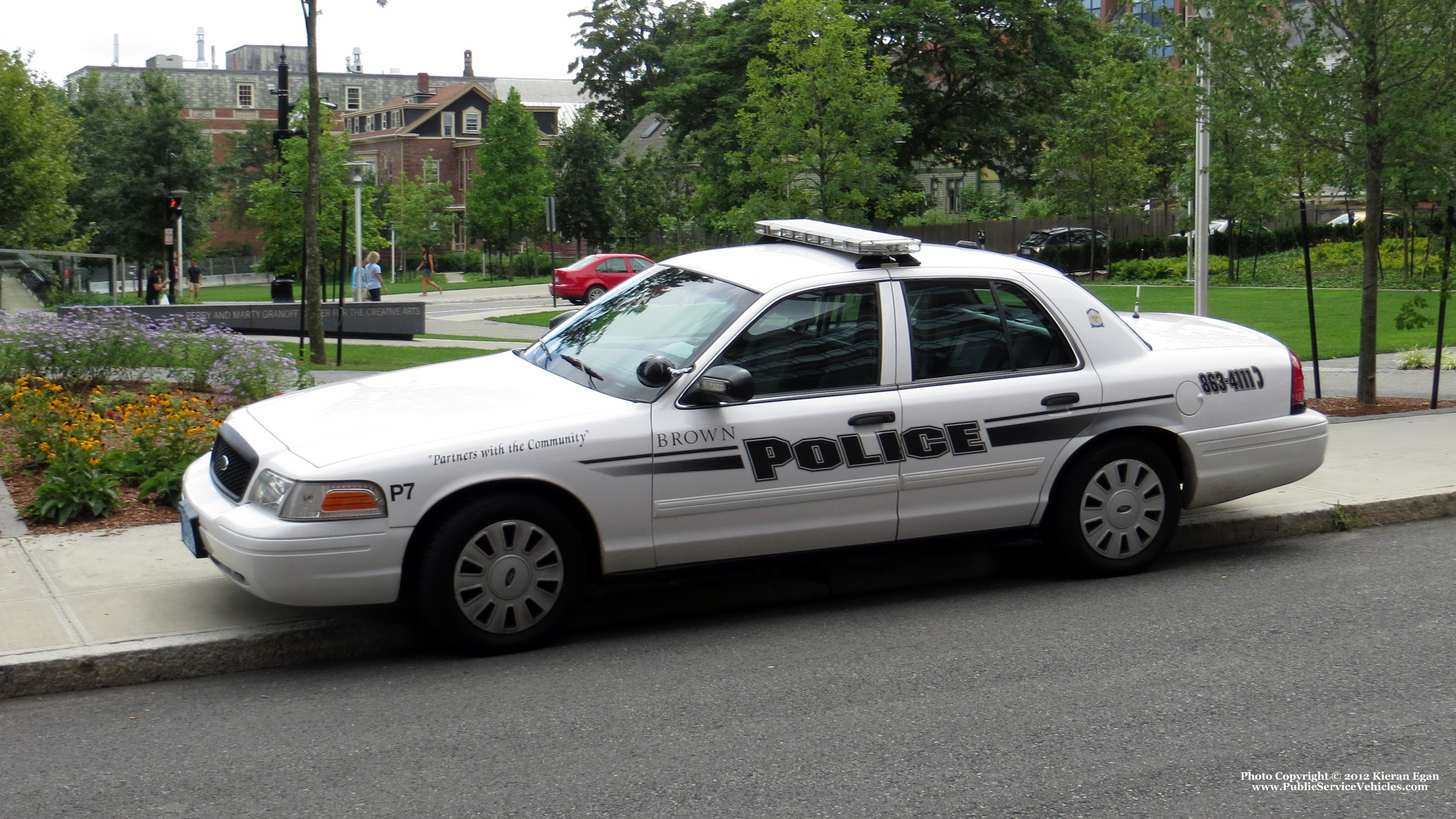 A photo  of Brown University Police
            Patrol 7, a 2009 Ford Crown Victoria Police Interceptor             taken by Kieran Egan