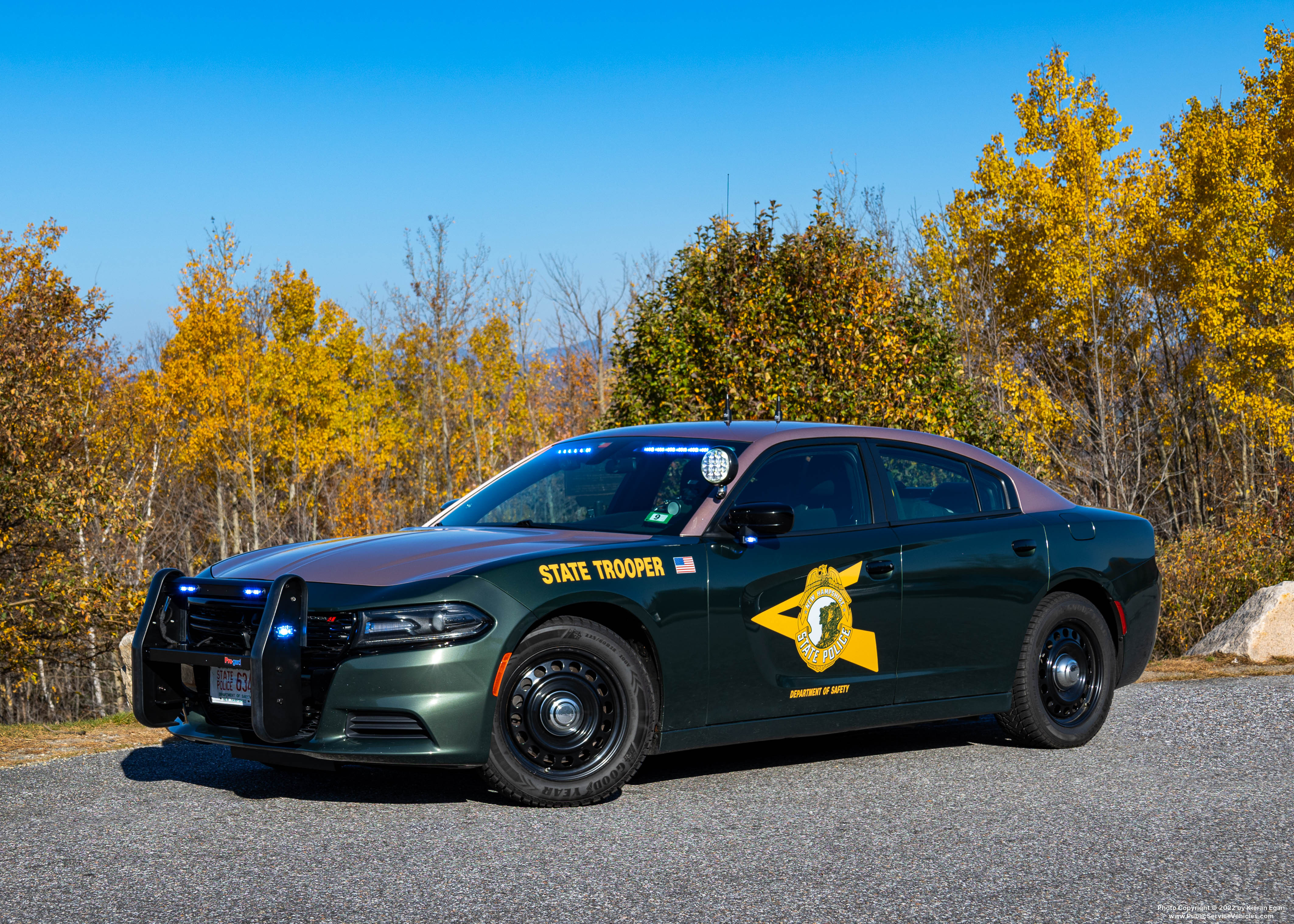 A photo  of New Hampshire State Police
            Cruiser 634, a 2019 Dodge Charger             taken by Kieran Egan