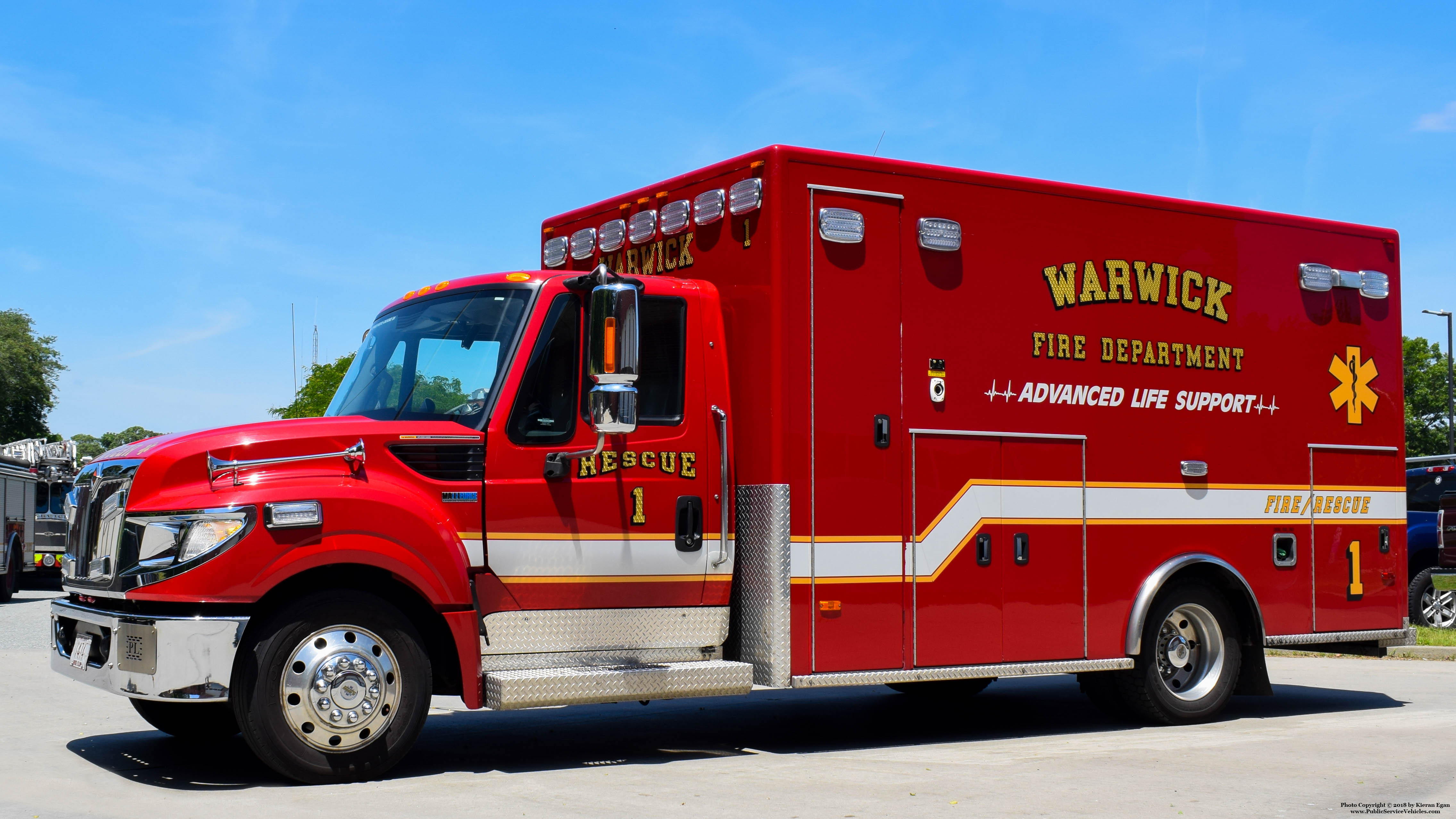A photo  of Warwick Fire
            Rescue 1, a 2014 International TerraStar/PL Custom             taken by Kieran Egan