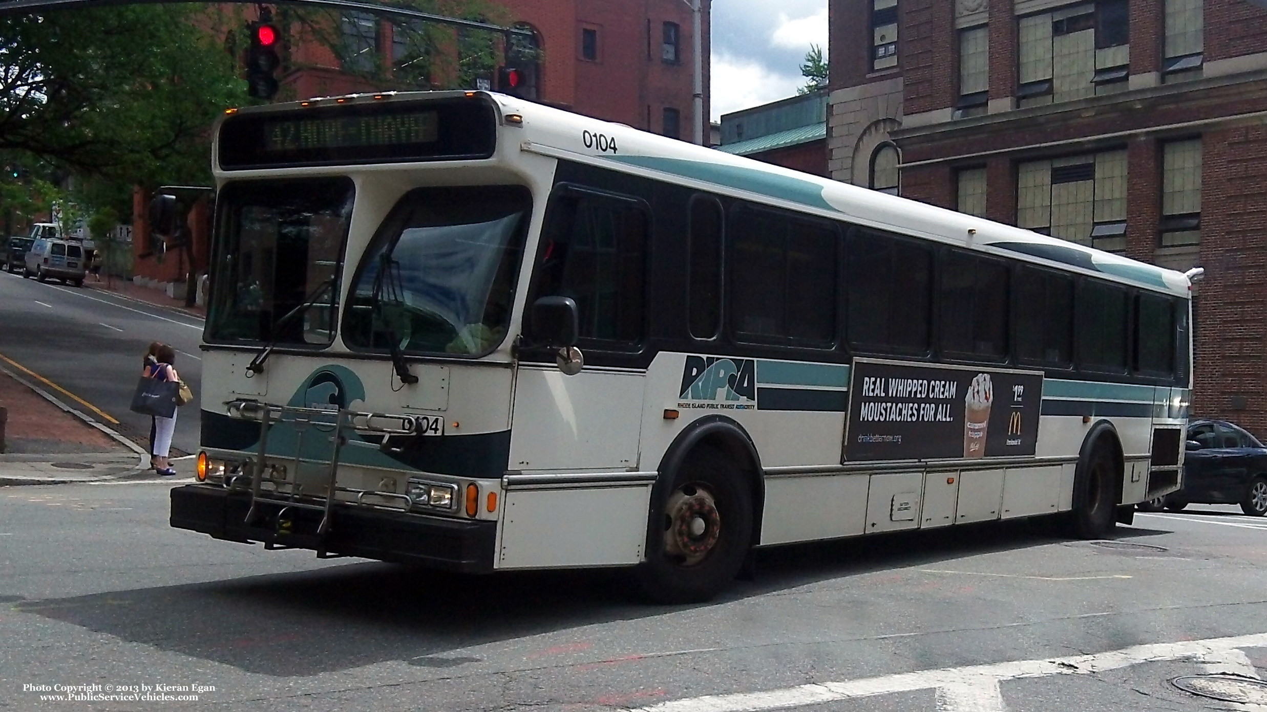 A photo  of Rhode Island Public Transit Authority
            Bus 0104, a 2001 Orion V 05.501             taken by Kieran Egan