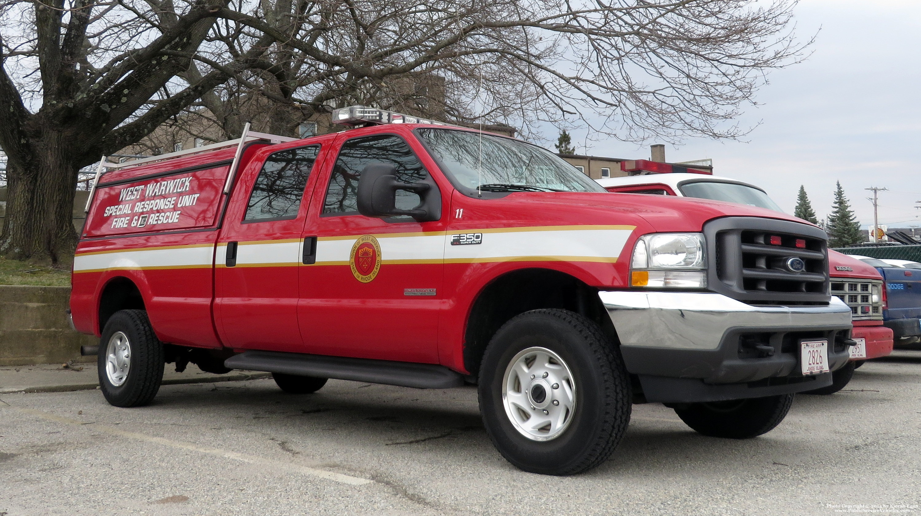 A photo  of West Warwick Fire
            Car 11, a 1999-2004 Ford F-350 XL Crew Cab             taken by Kieran Egan