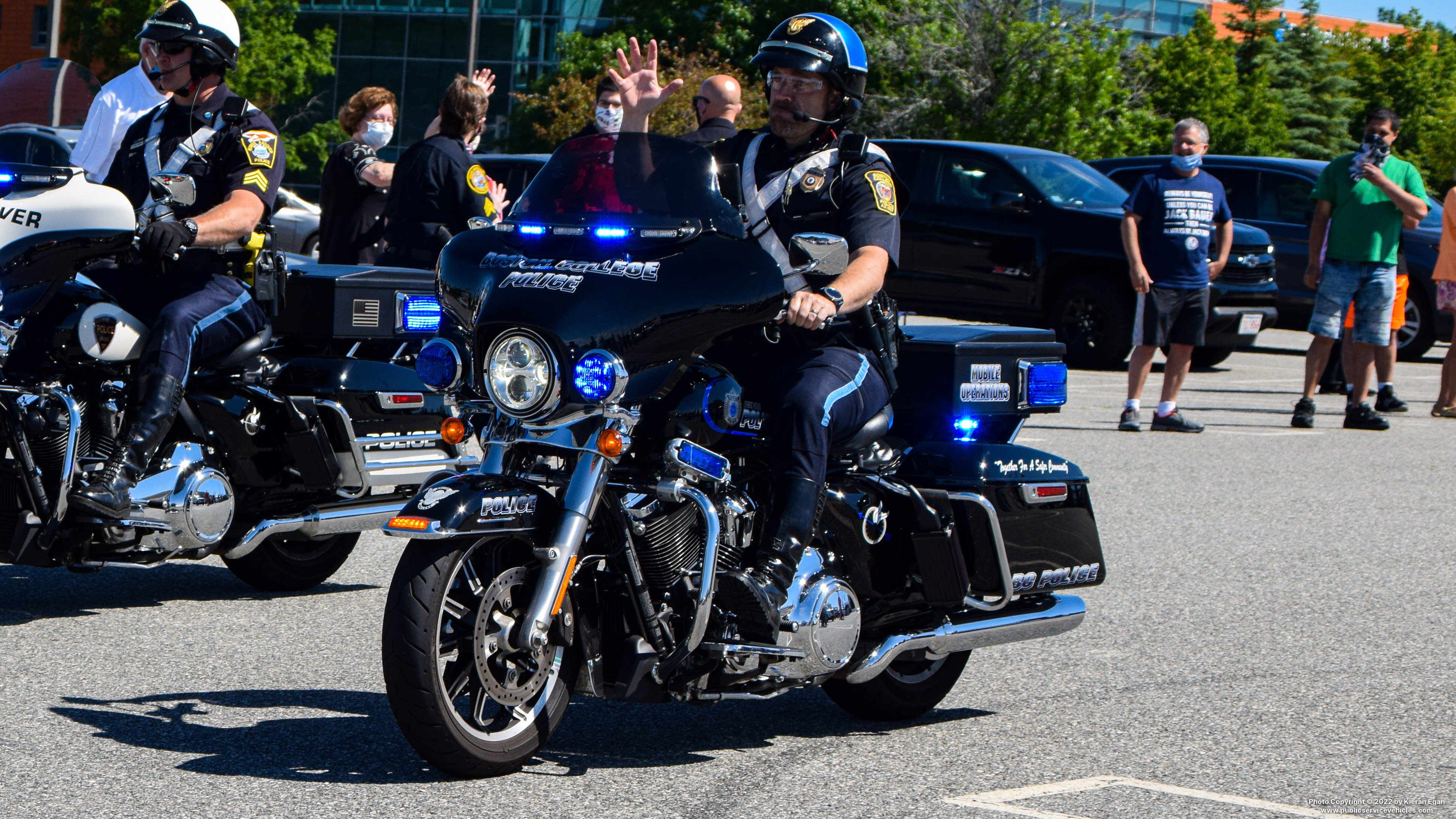 A photo  of Boston College Police
            Motorcycle, a 2021 Harley Davidson Electra Glide             taken by Kieran Egan