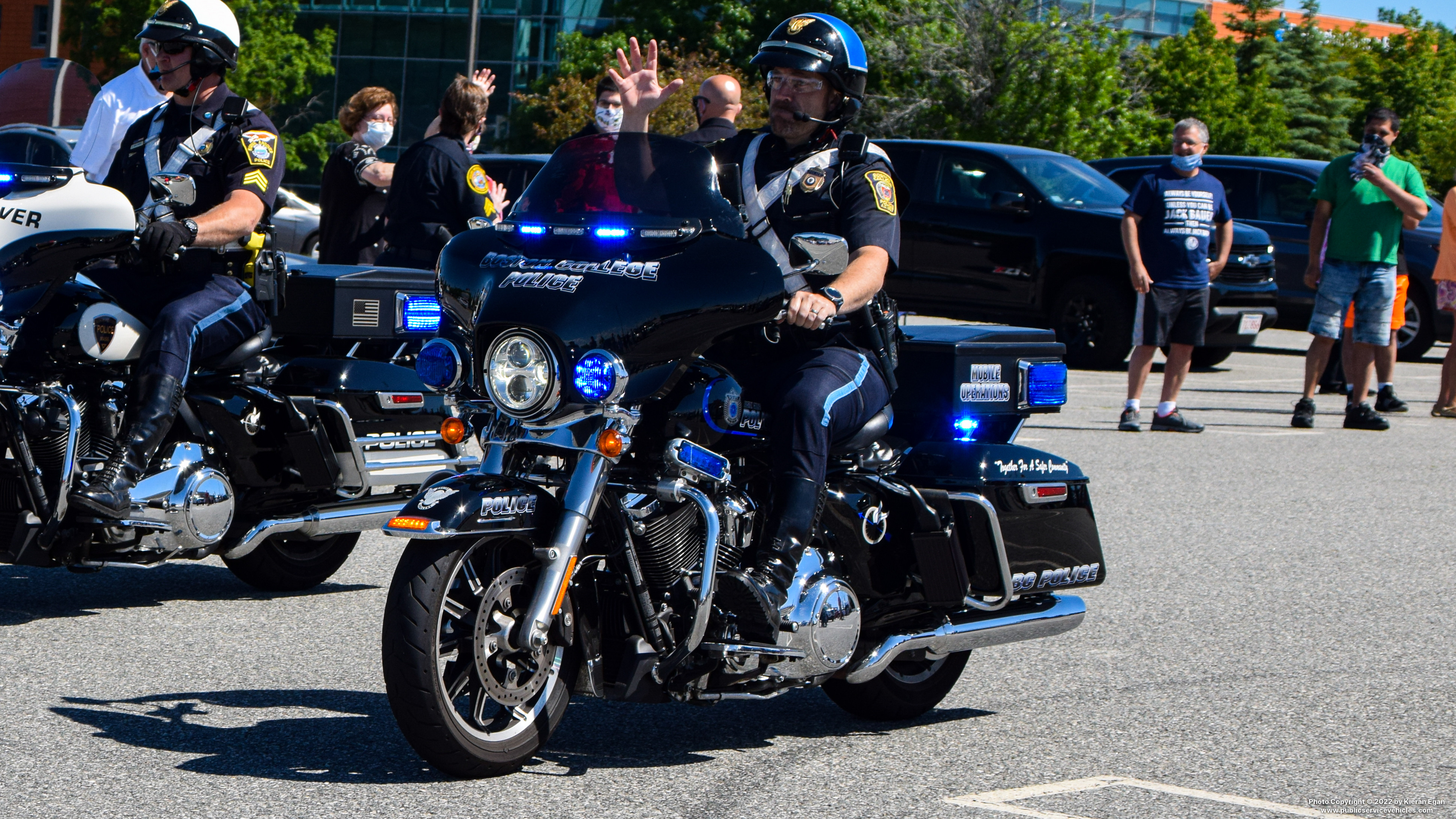 A photo  of Boston College Police
            Motorcycle, a 2021 Harley-Davidson Electra Glide             taken by Kieran Egan
