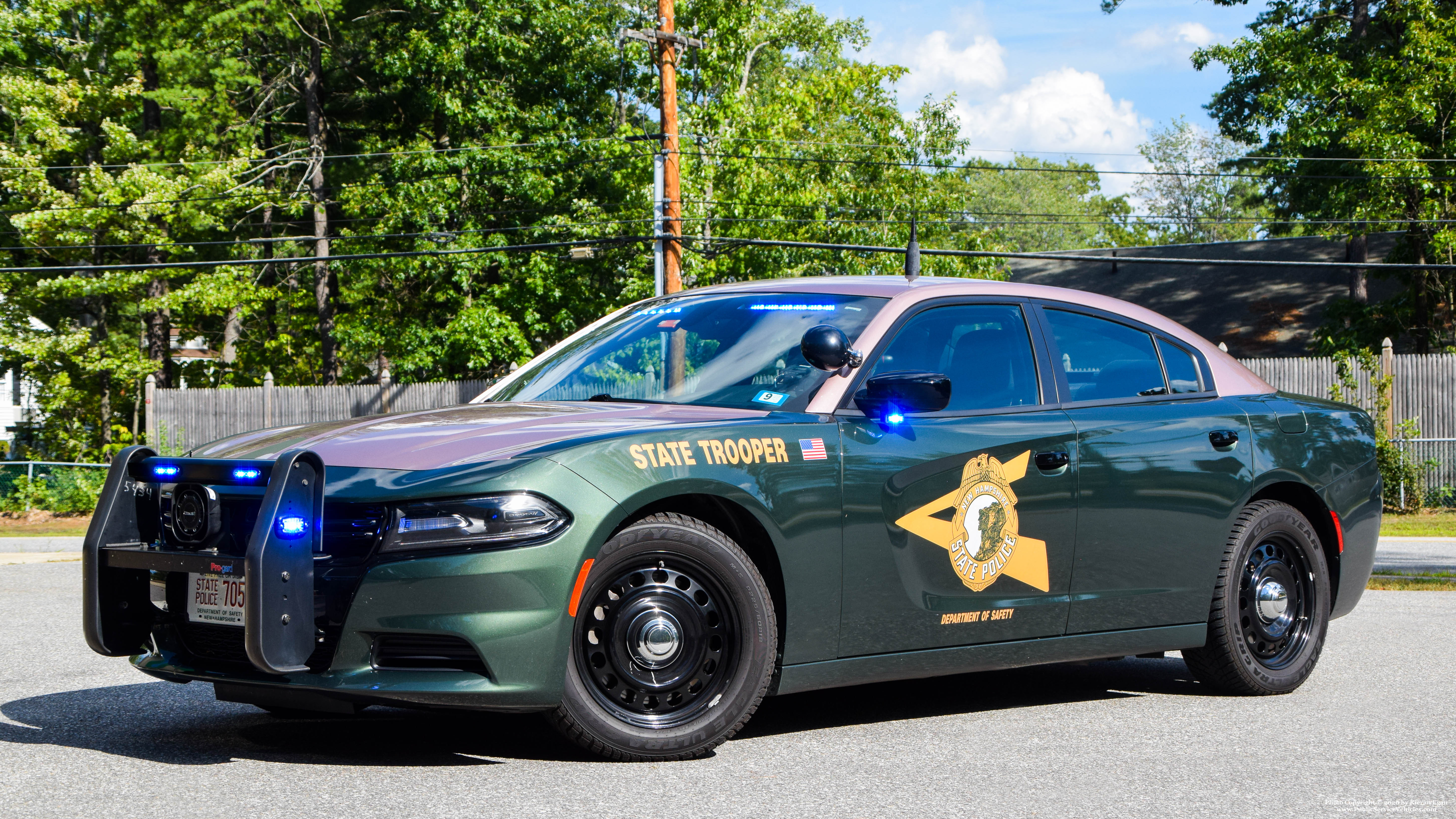 A photo  of New Hampshire State Police
            Cruiser 705, a 2019 Dodge Charger             taken by Kieran Egan