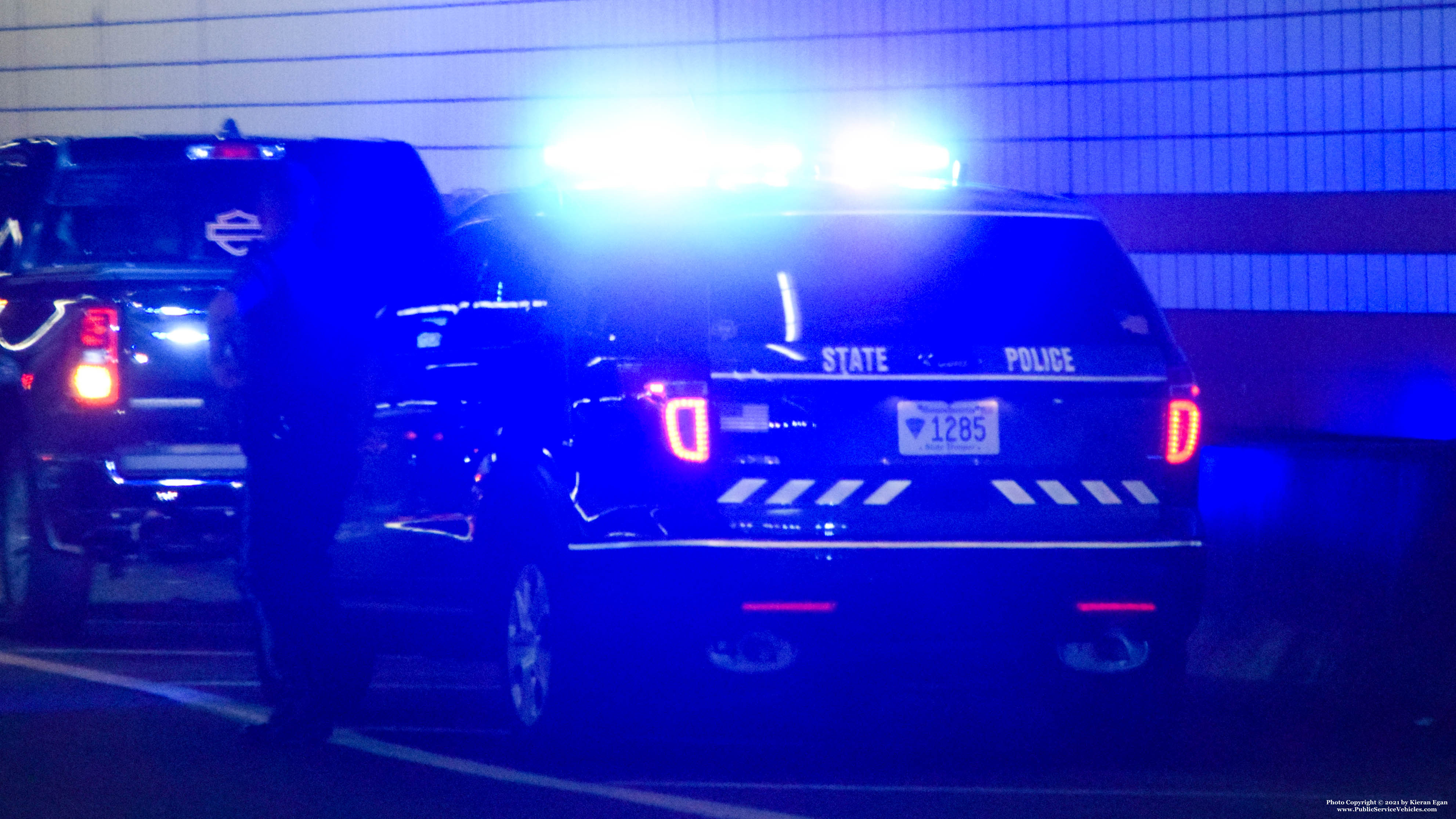 A photo  of Massachusetts State Police
            Cruiser 1285, a 2014 Ford Police Interceptor Utility             taken by Kieran Egan