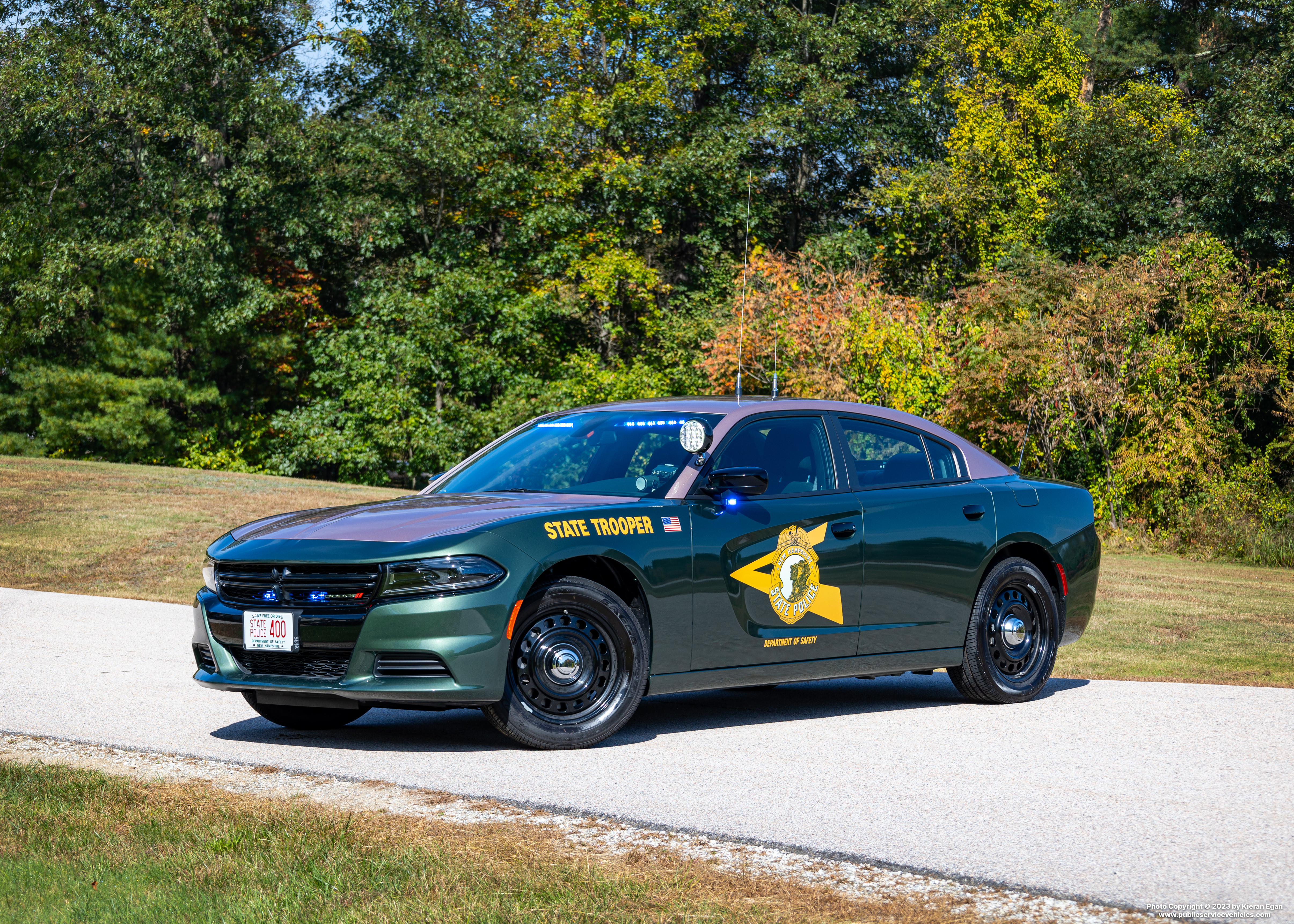A photo  of New Hampshire State Police
            Cruiser 400, a 2022 Dodge Charger             taken by Kieran Egan
