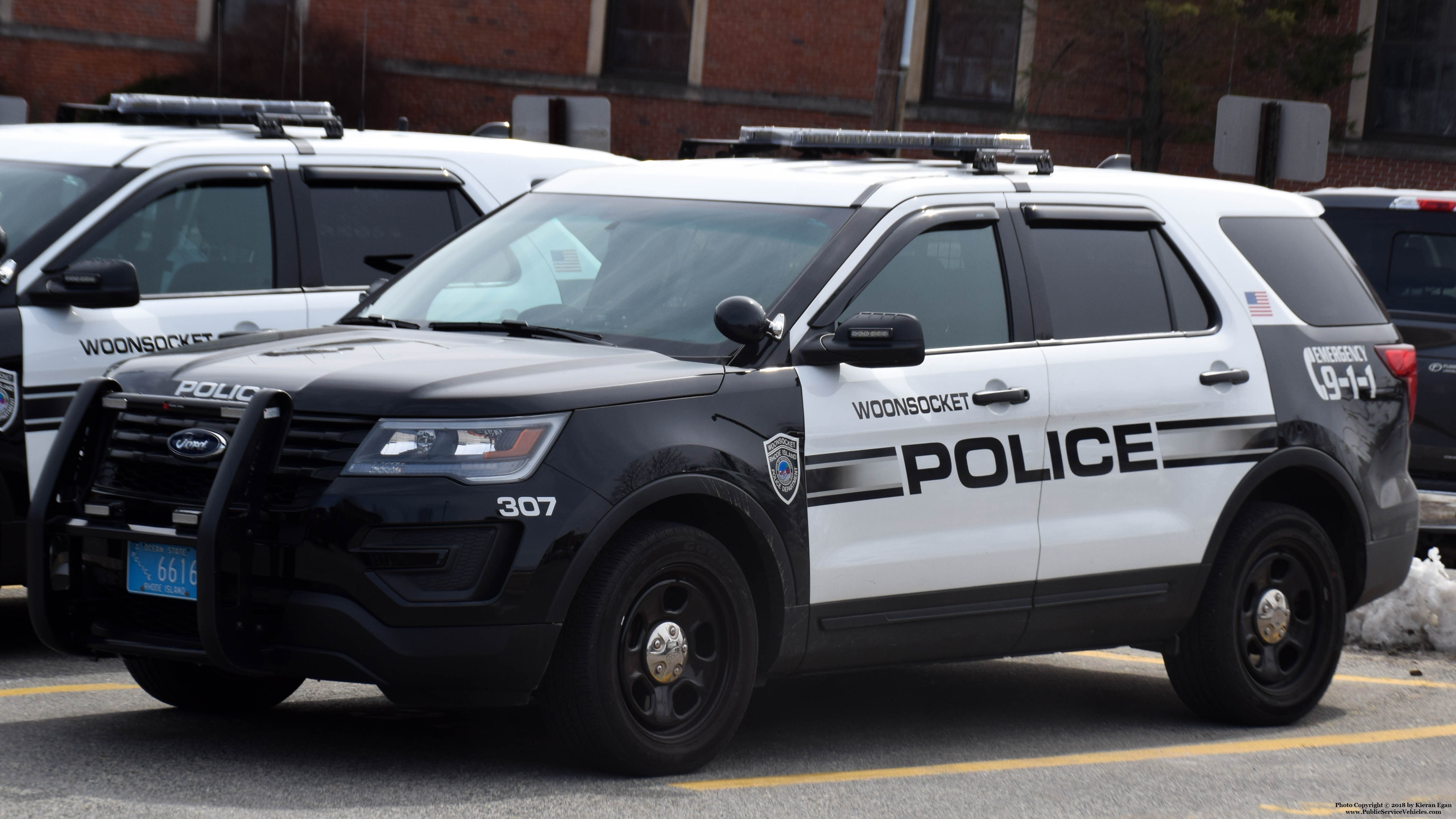 A photo  of Woonsocket Police
            Cruiser 307, a 2016-2018 Ford Police Interceptor Utility             taken by Kieran Egan