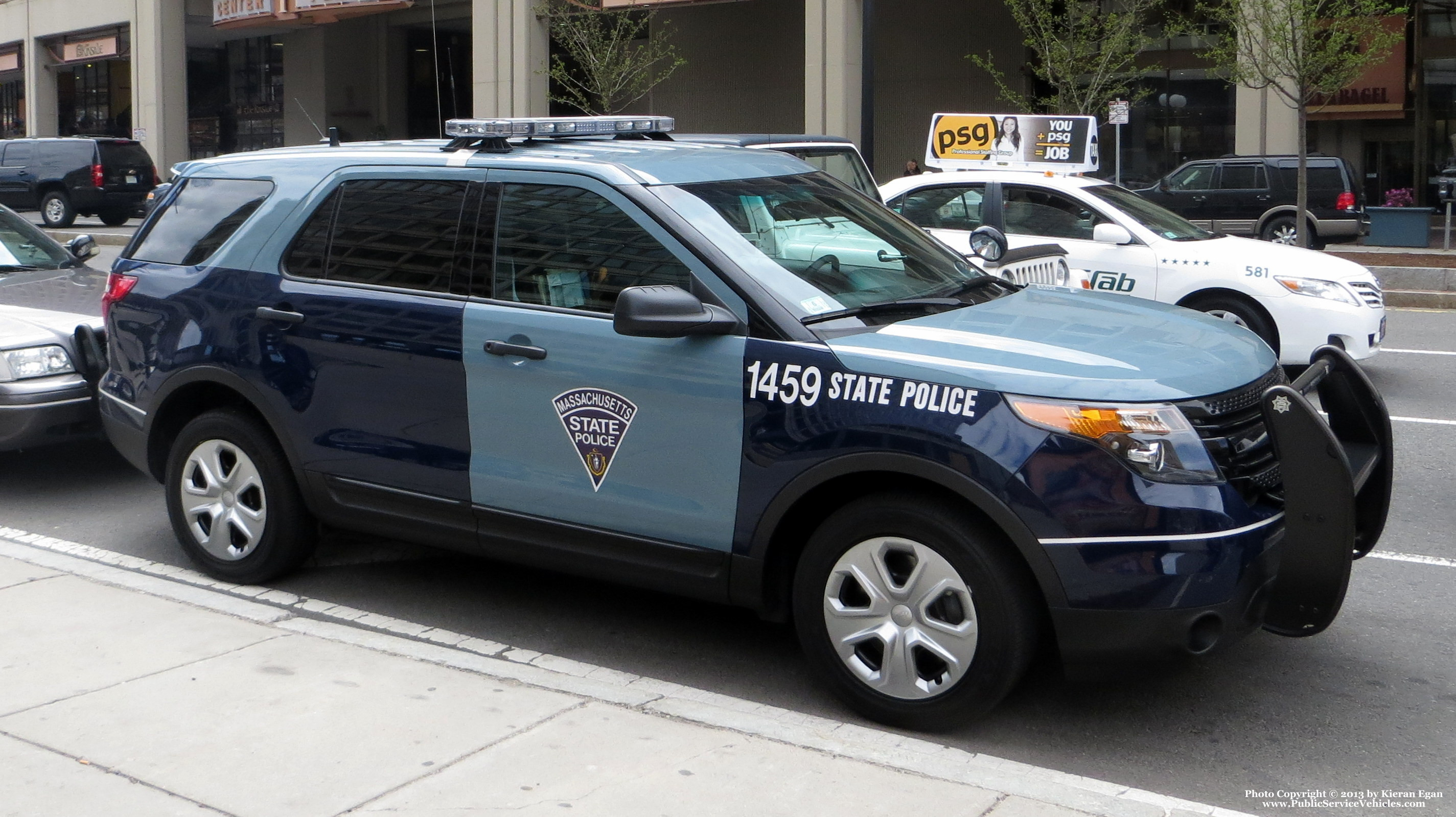 A photo  of Massachusetts State Police
            Cruiser 1459, a 2013 Ford Police Interceptor Utility             taken by Kieran Egan